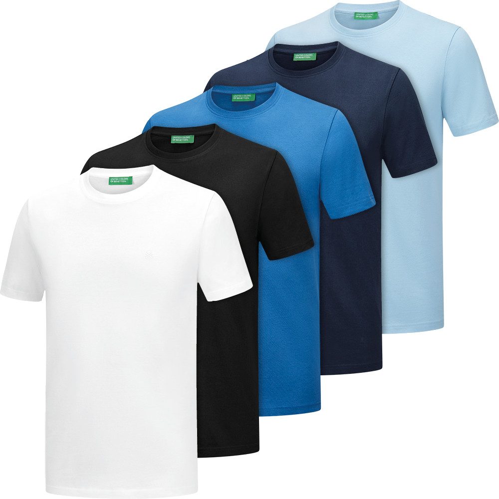 United Colors of Benetton Kurzarmshirt aus 100% Baumwolle (Set, 5er Pack) Hautfreundlich dank Naturmaterial