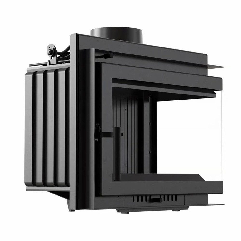 ILDNORD Kamineinsätze Eck-Kamineinsatz BERGEN, Seitenglas rechts, 8.0 kW, Gusseisen