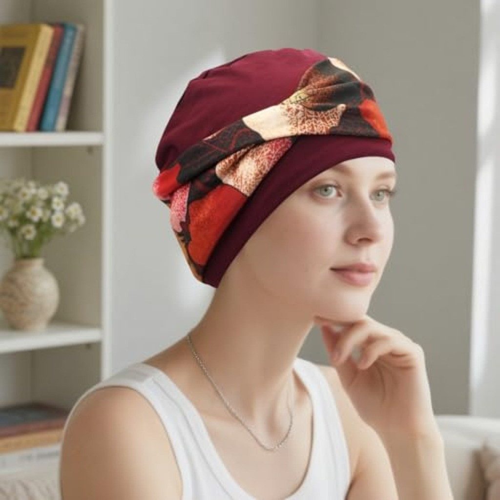 nsihing Turbanmütze Turbanmütze Damen, Boho Blumenmuster, Elastische Kopfbedeckung Weich, Atmungsaktiv & Bequem für Alltag und Freizeit – Bild 4 von 5