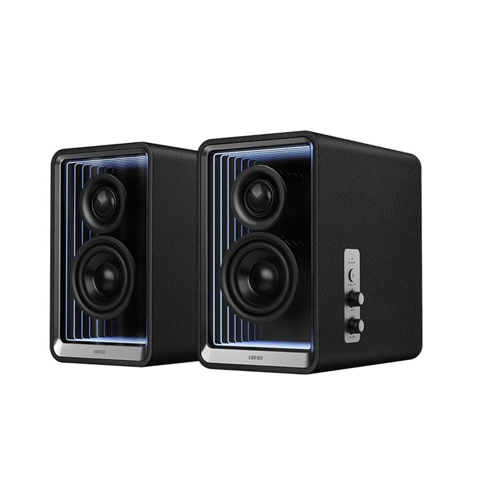 Edifier® QR65 Aktive Design-Regallautsprecher (70 Watt) mit RGB-Lichteffekten Regal-Lautsprecher (Gaming Boxen, Lichteffekte, LDAC, Schnellladen, App Steuerung)