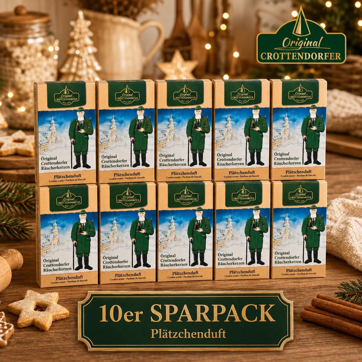 Crottendorfer Räucherkegel Crottendorfer Räucherkerzen 10er-Pack Plätzchenduft (Packung, 10-St., Vorteilspack), 100% Made in Germany