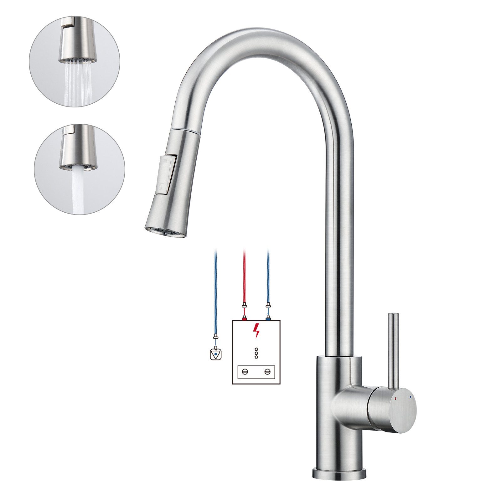 WOOHSE Spültischarmatur Niederdruck 360° Drehbare Wasserhahn günstig online kaufen
