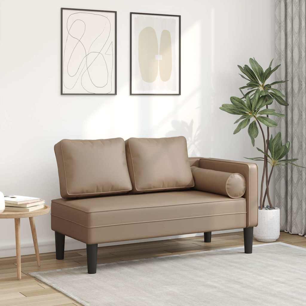vidaXL Chaiselongue Chaiselongue mit Kissen Cappuccino Kunstleder, 1 Teile