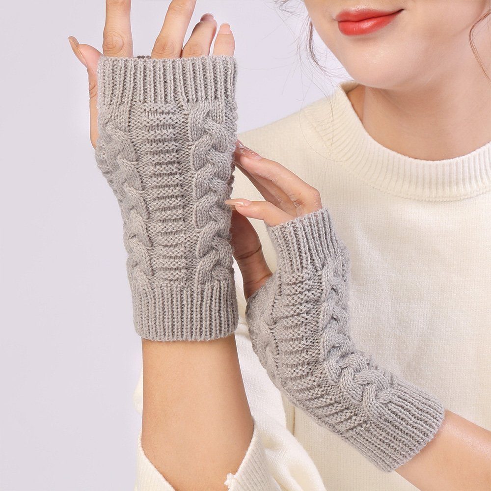 Fingerlose Handschuhe, Paar Handschuhe Strickhandschuhe Pulswärmer Halb 4 Strick zggzerg Winter