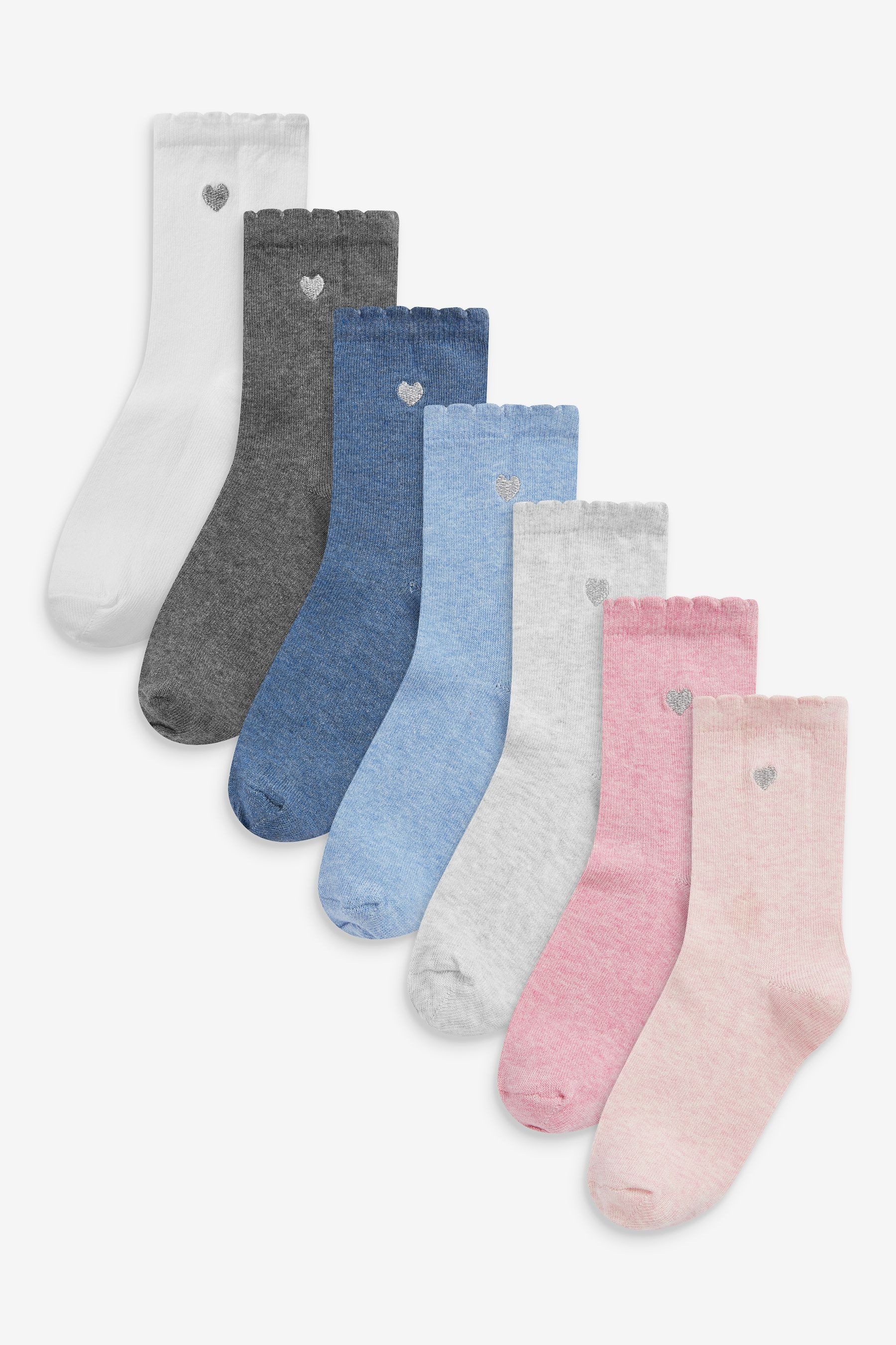 Next Kurzsocken Socken mit Baumwolle und Herzstickerei, 7er-Pack (7-Paar)