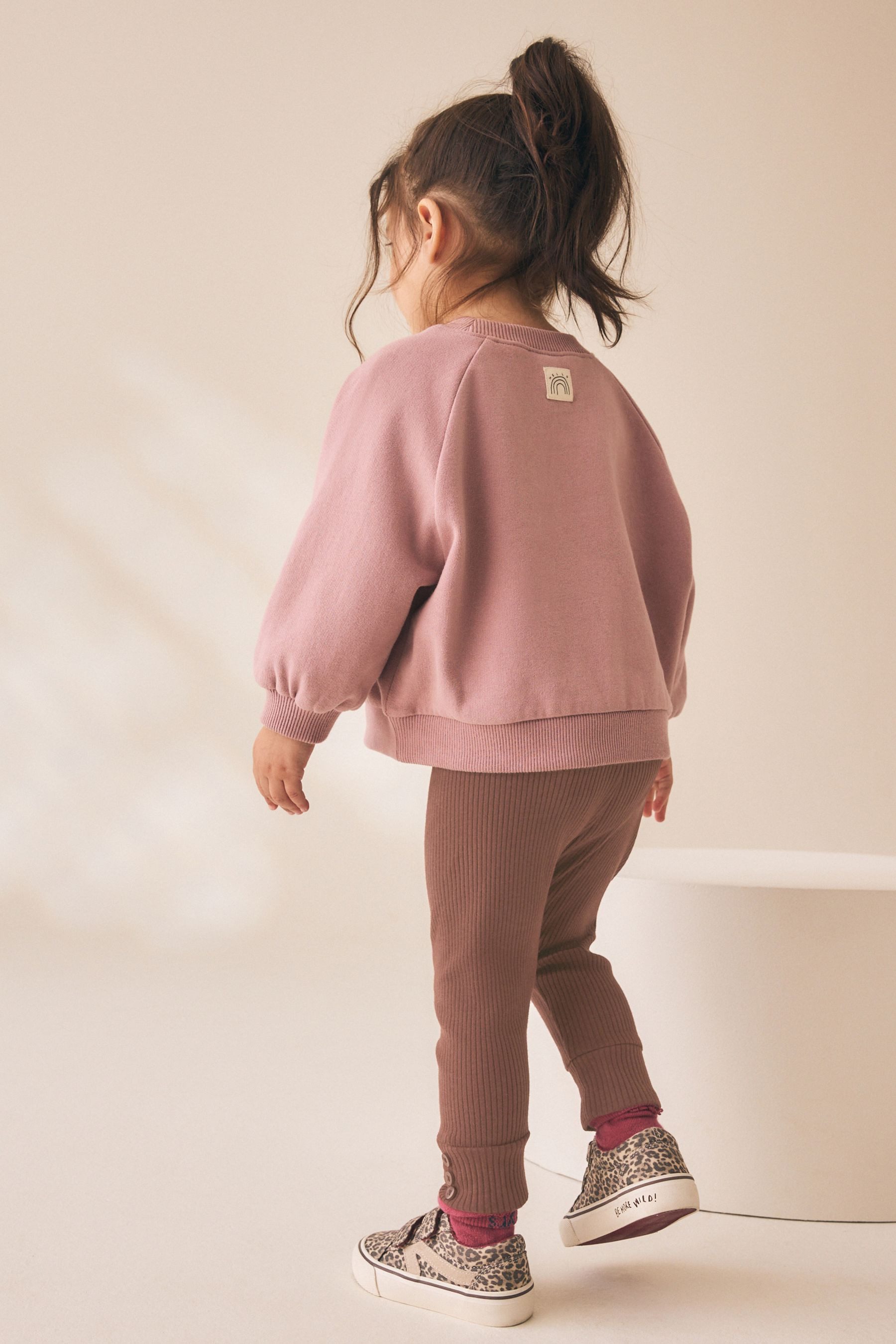 Next Leggings Gerippte Leggings mit Knöpfen und Bündchen (1-tlg)