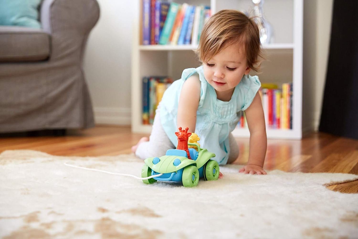 Toys LeNoSa Kinder Spielzeug Kunststoff aus (1-tlg), blau Auto, Green Nachziehfahrzeug Nachziehfahrzeug recyceltem 100%