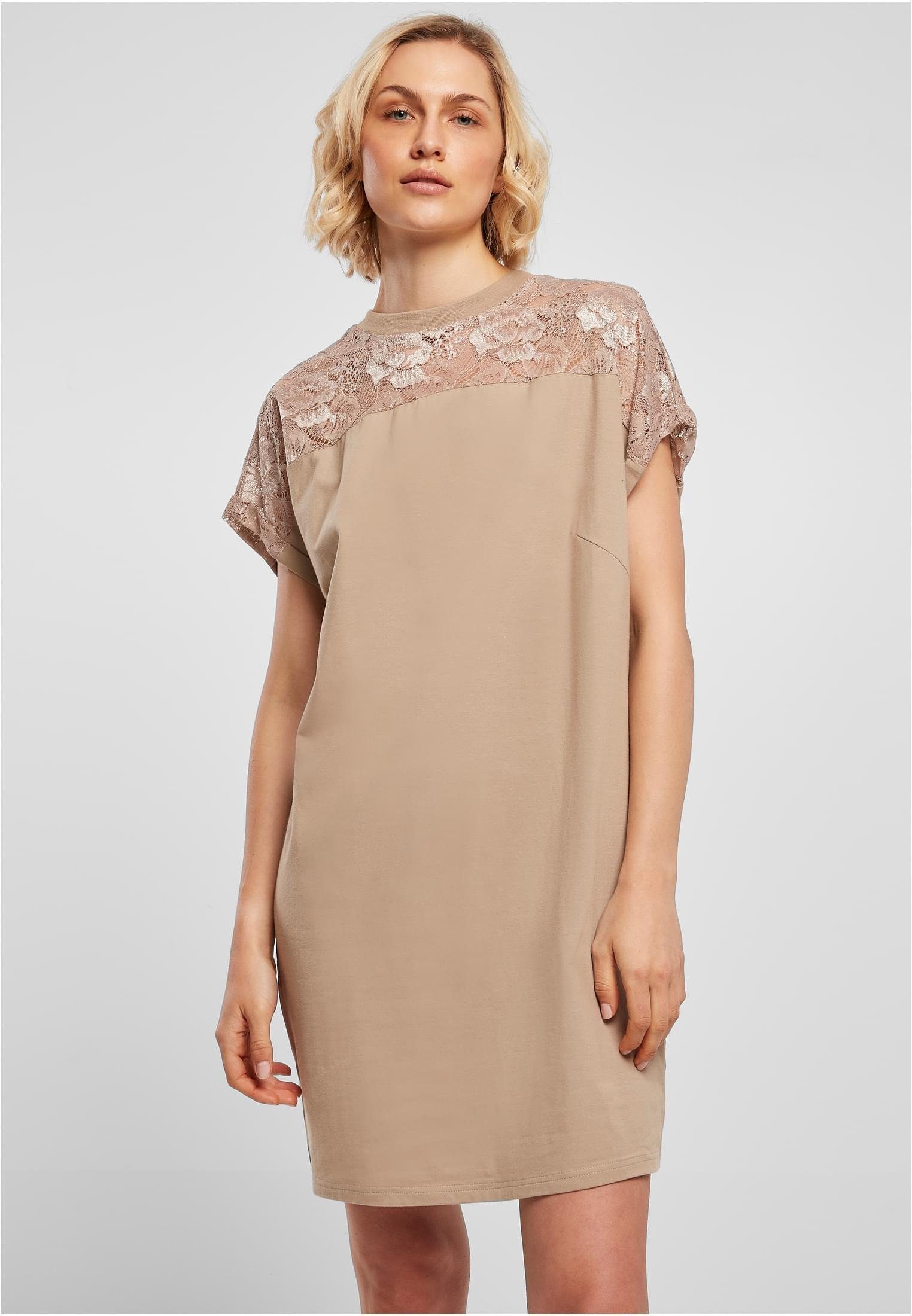 URBAN CLASSICS Sweatkleid Ladies Lace Tee Dress XS bis 5XL
