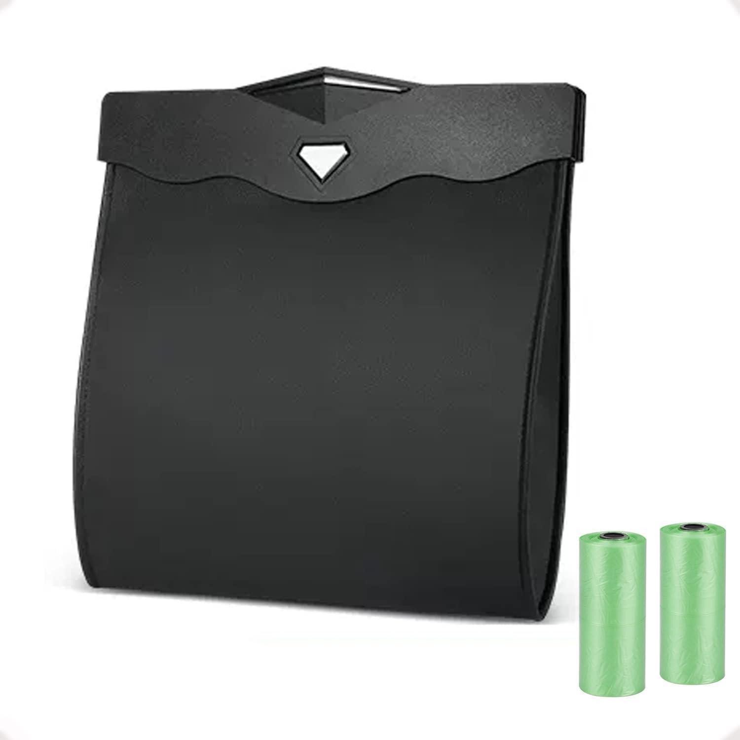 LuxusKollektion Mülleimer Magnetischer Auto Mülleimer PU-Leder Schwarz mit Müllsäcken