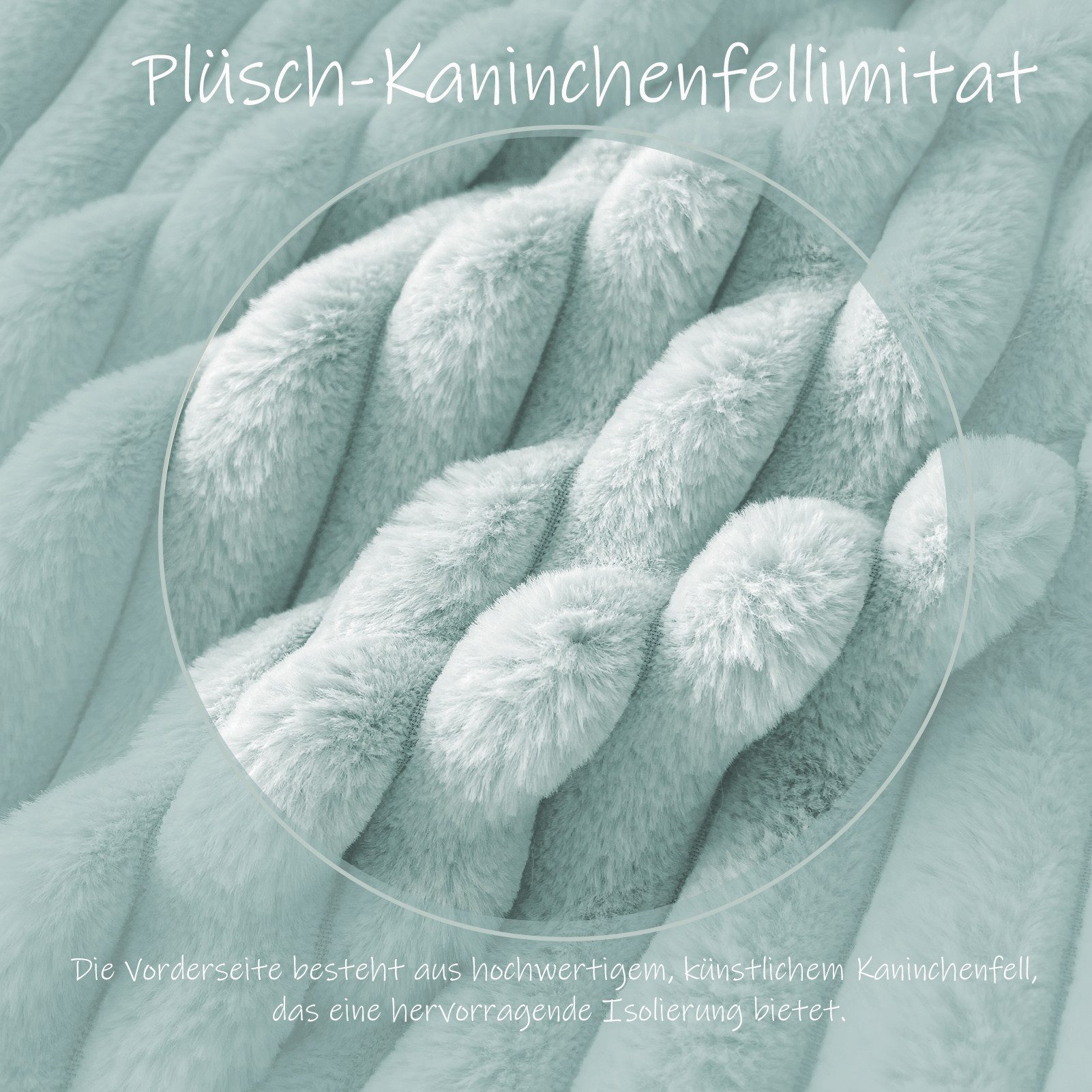 KEAYOO Bettwäsche Flauschiger Kunstfell-Streifen, 2 teilig, Plüsch Bettwäsche 135x200 cm für Winter Kissenbezug 80x80 cm