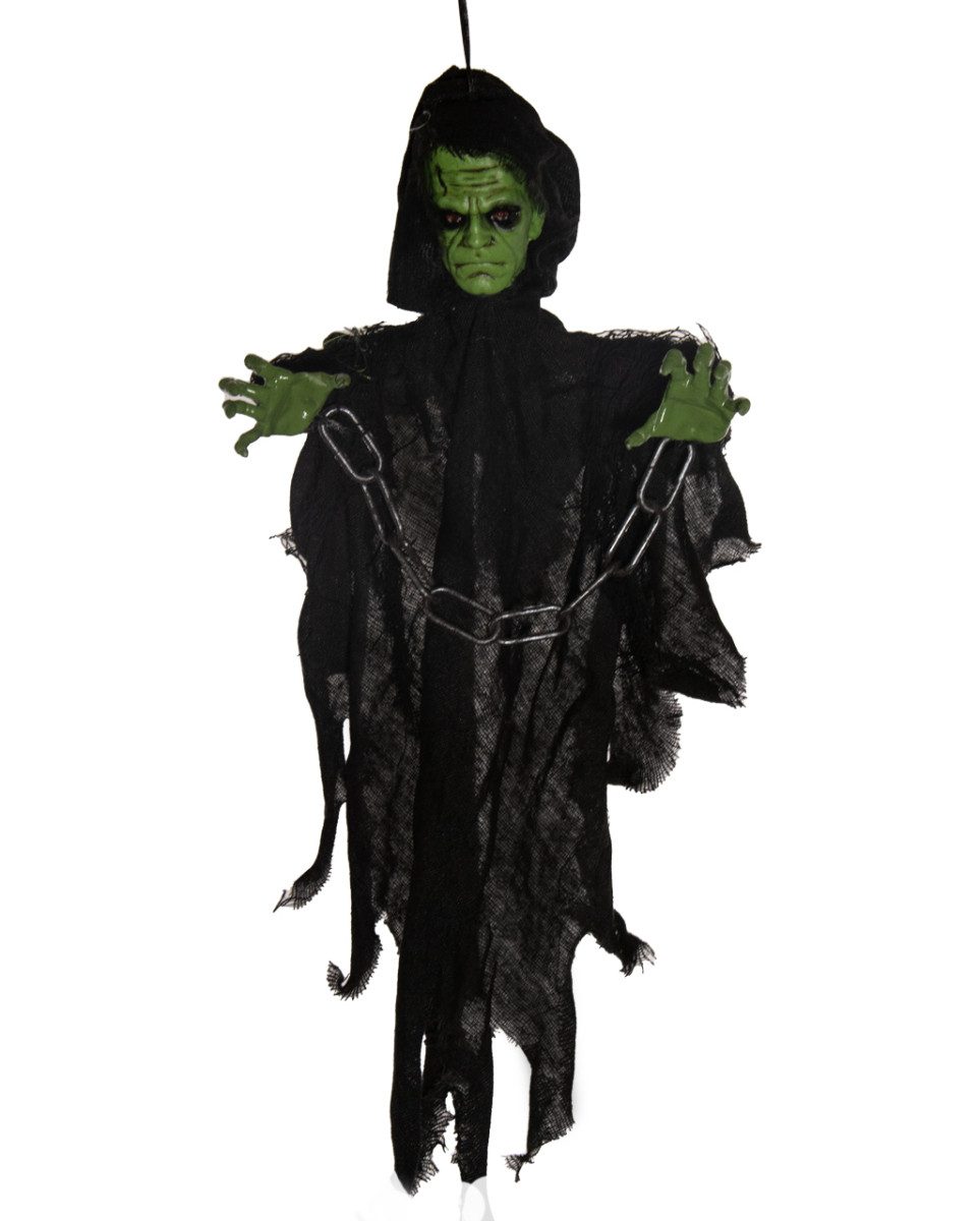 Dekoobjekt Frankenstein Hängefigur mit Fesseln & Kapuze 50 cm