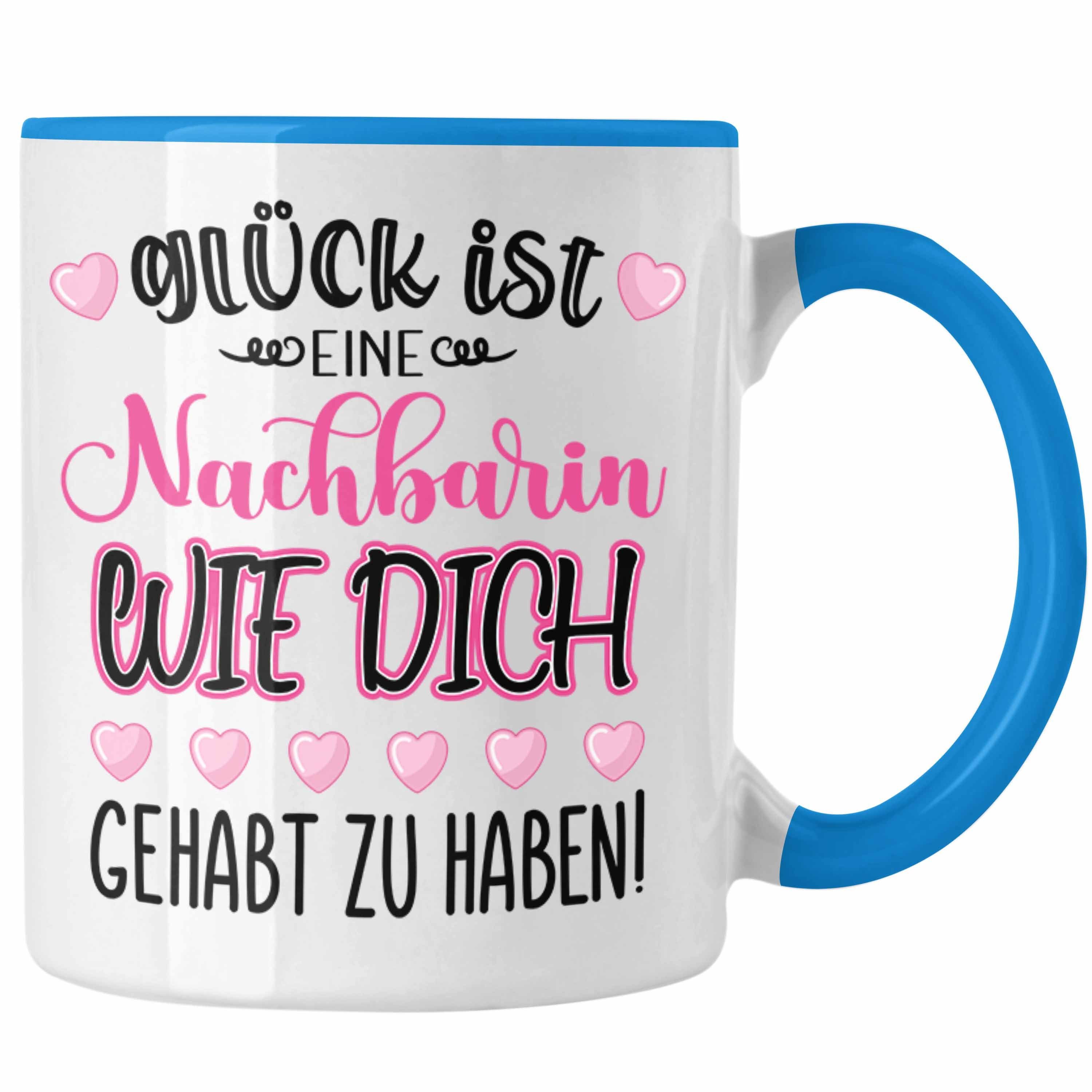 Trendation Tasse Trendation - Beste Nachbarin Tasse Geschenk Geburtstag Freundin Lieblings Nachbarin Geschenkidee Weltliebste Nachbarin Abschied Abschiedsgeschenk Lustig Blau