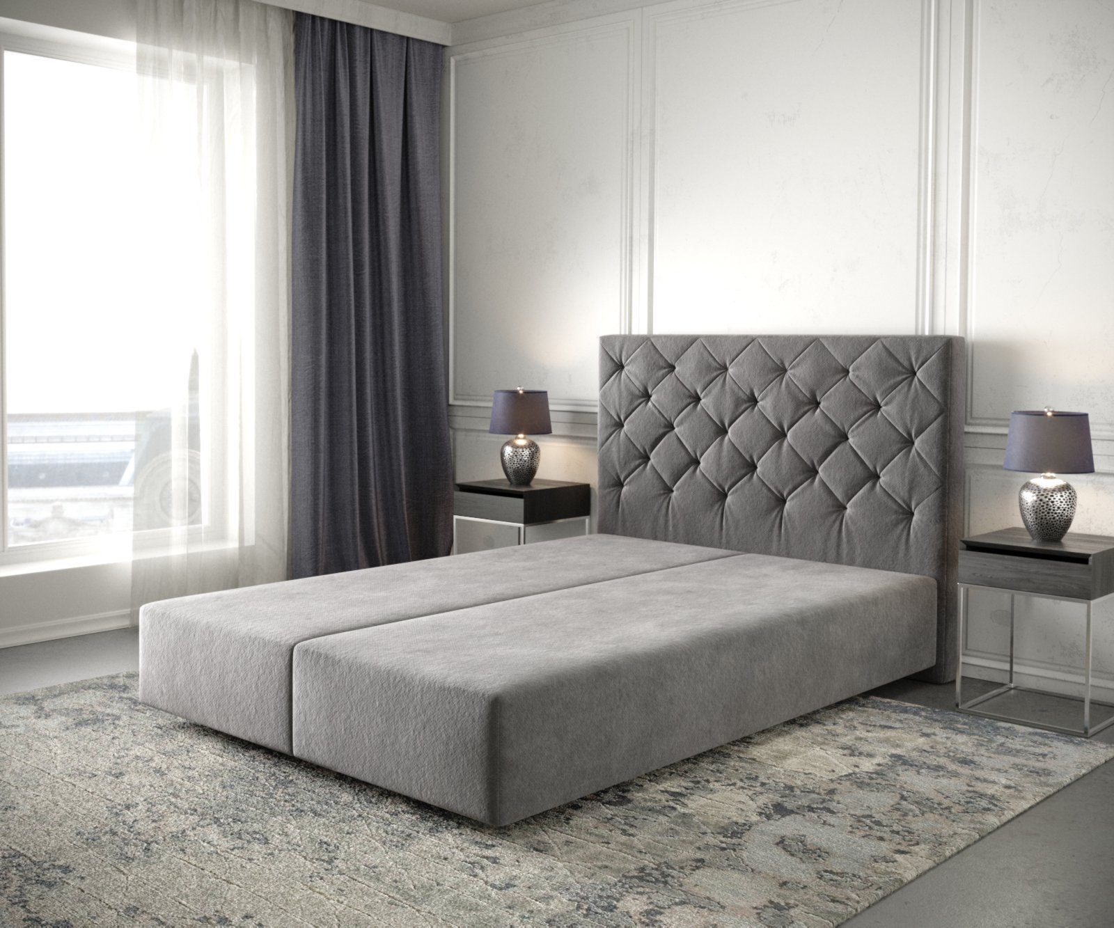 DELIFE Boxspringbett Dream-Great, Mikrofaser Taupe 160x200 cm