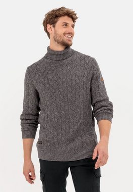 camel active Rollkragenpullover aus einem angenehmen Baumwollmix Leder-Badge