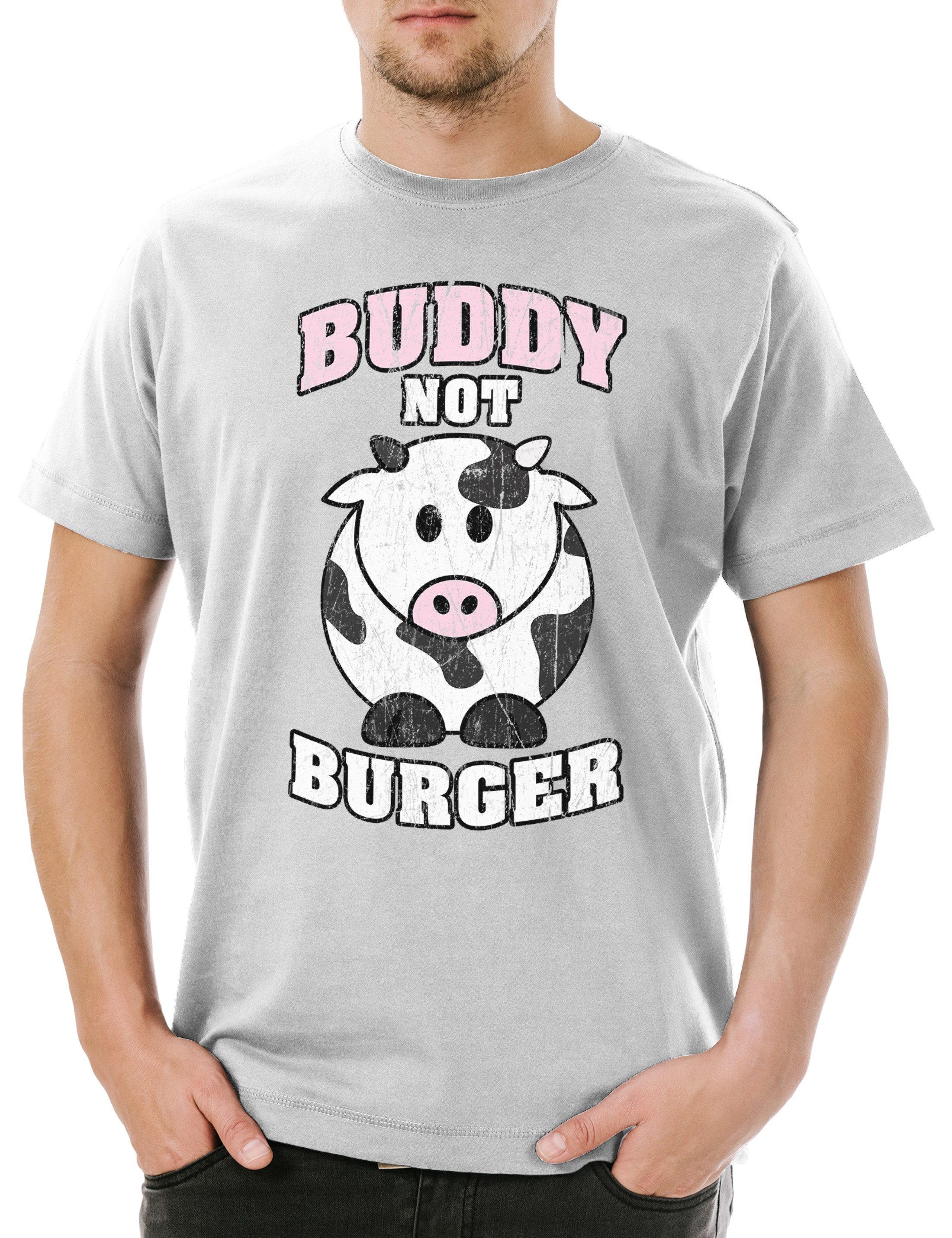 Urban Backwoods Print-Shirt Buddy Not Burger Herren T-Shirt Vegan Vegetables Vegetarier Veganer (1-tlg) Carnist Carnism Karnismus Animal