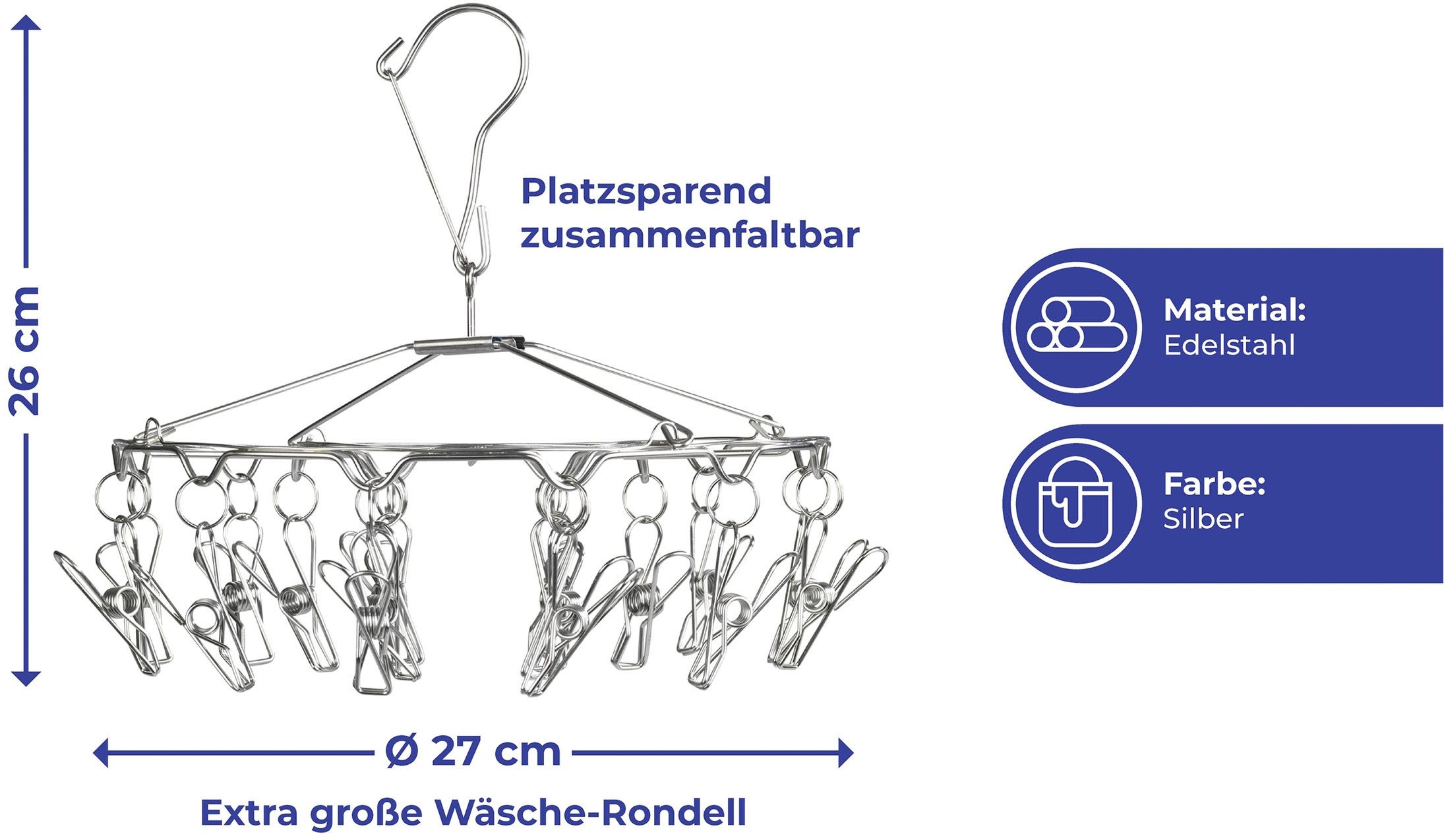 Maximex Deckenwäschetrockner Wäsche-Rondell, kleine Wäschespinne zum Aufhängen, ideal für Zuhause oder Camping – Bild 5 von 5