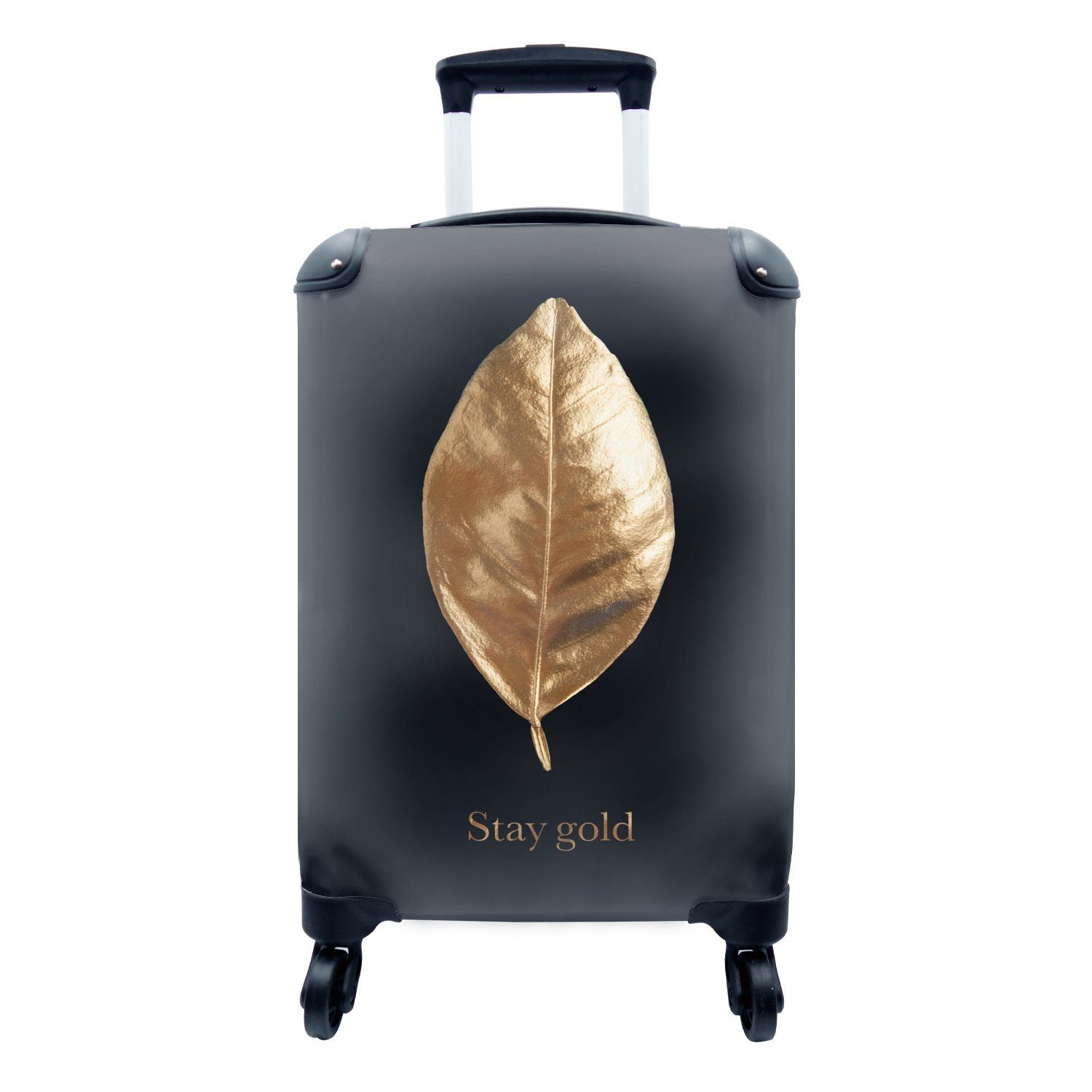 MuchoWow Handgepäckkoffer Zitat - Gold - Luxus, 4 Rollen, Reisetasche mit rollen, Handgepäck für Ferien, Trolley, Reisekoffer | Handgepäck-Koffer