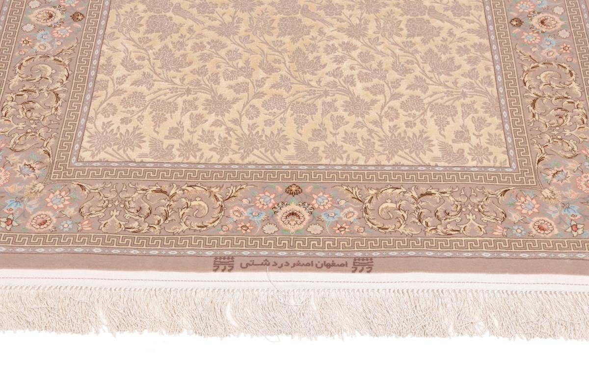 109x161 Nain Handgeknüpfter Orientteppich Isfahan rechteckig, mm Orientteppich, Seidenkette Trading, 8 Höhe: