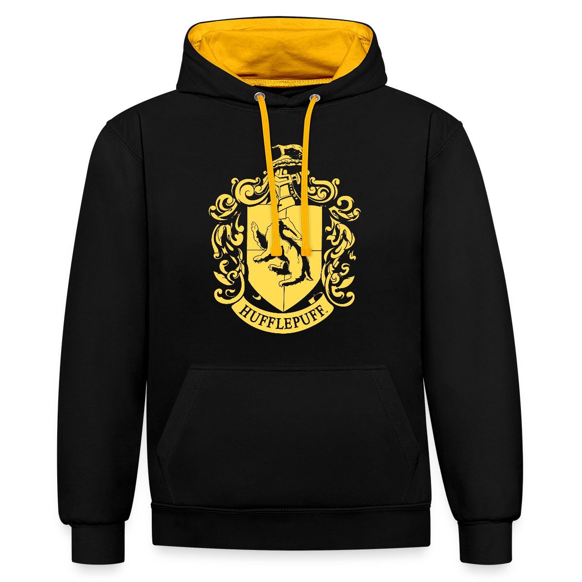 Spreadshirt Hoodie Harry Potter Hufflepuff Wappen Unisex Kontrast Hoodie (1-tlg)