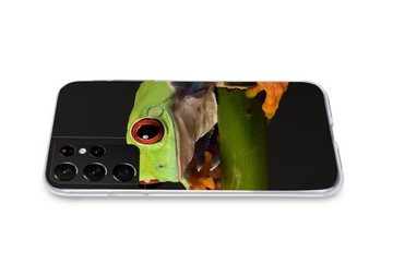 MuchoWow Handyhülle Frosch - Bambus - Schwarz, Phone Case, Handyhülle Samsung Galaxy S21 Ultra, Silikon, Schutzhülle