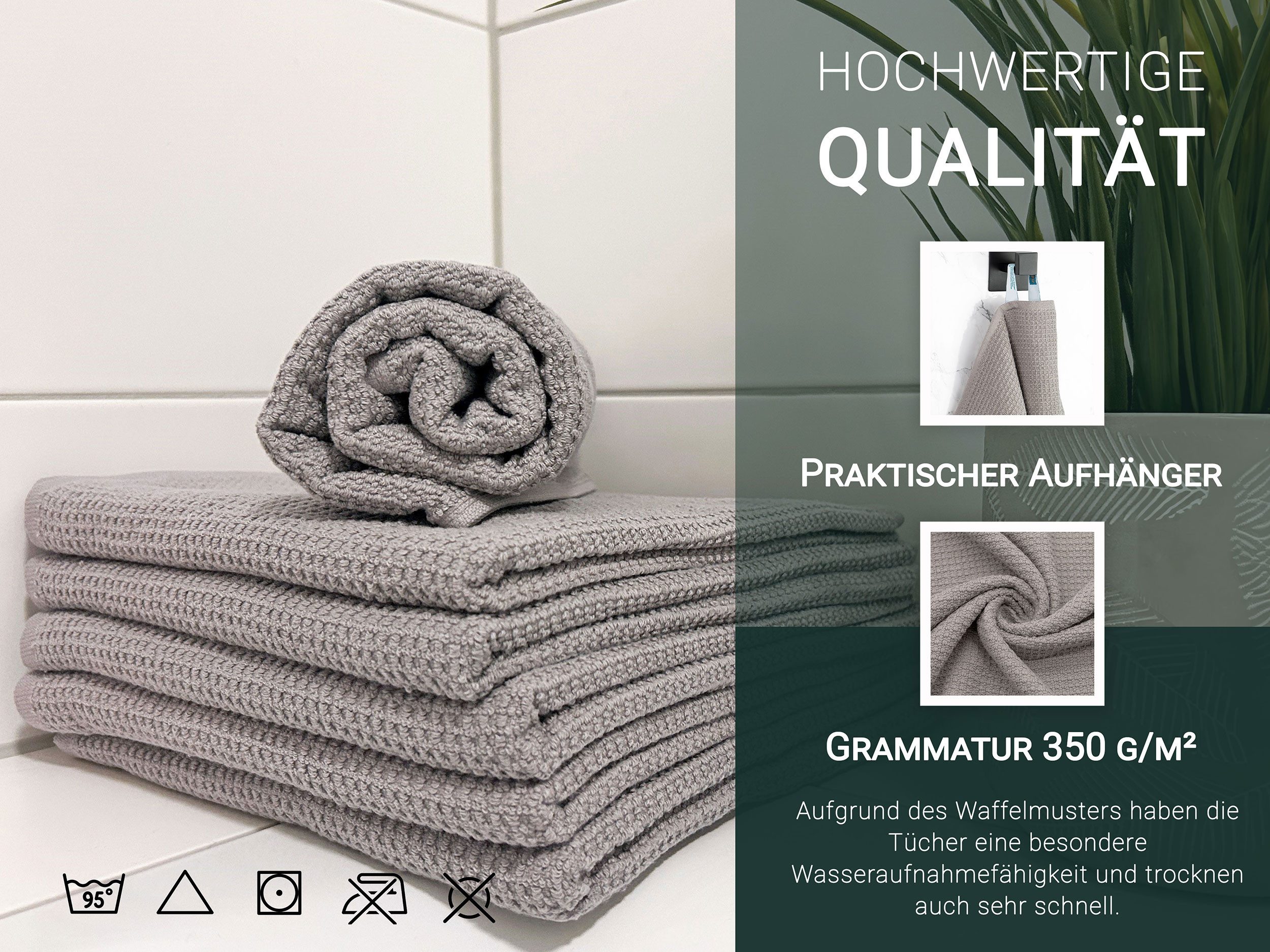 ZOLLNER Handtücher, Waffelpique (6-St), 50 x 70 cm, 100% Baumwolle, vom Hotelwäschespezialist