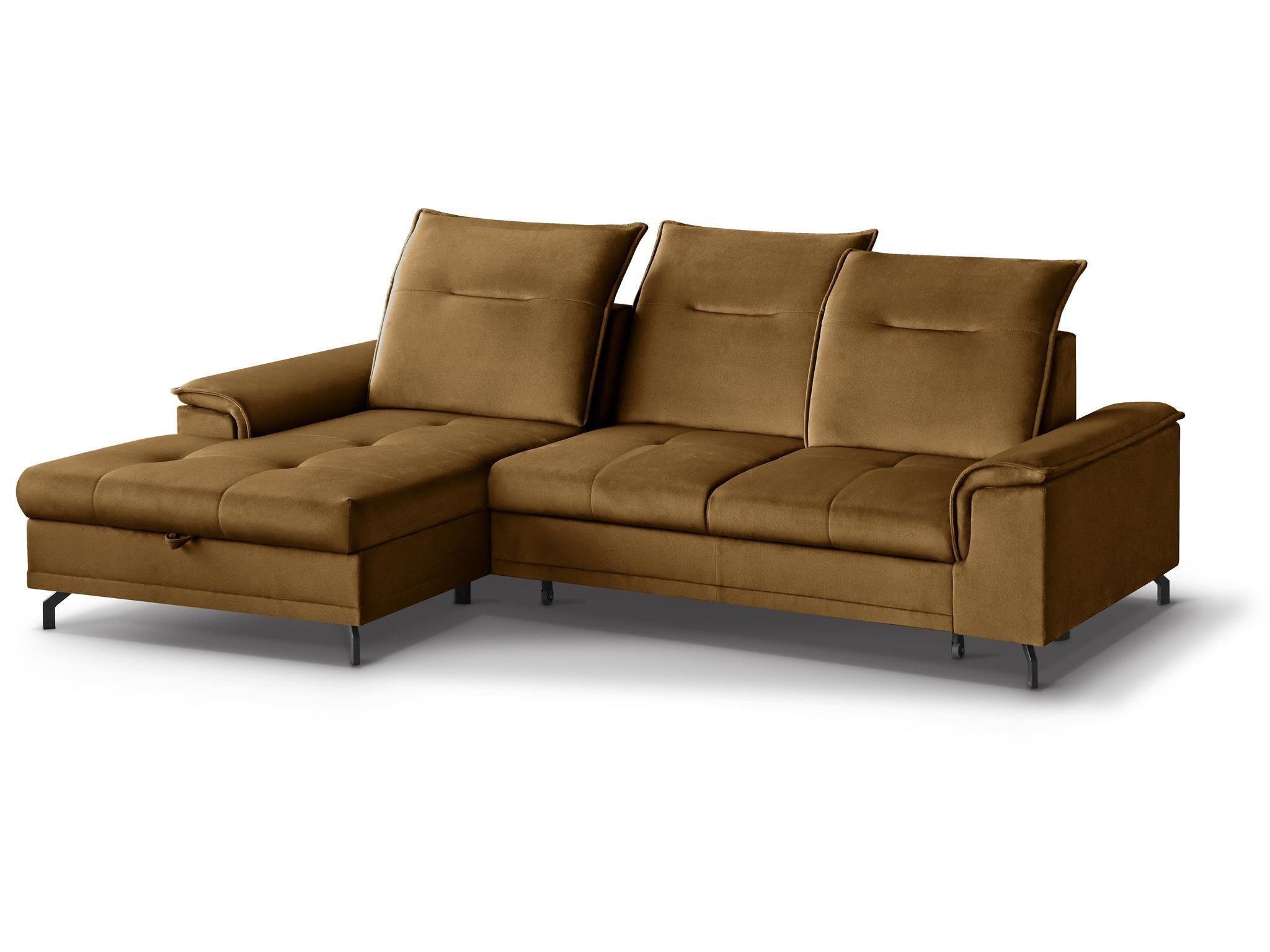 Beautysofa Ecksofa Bruno mini, moderne Ecke mit verstellbaren Kopfstützen, Sitztiefenverstellung