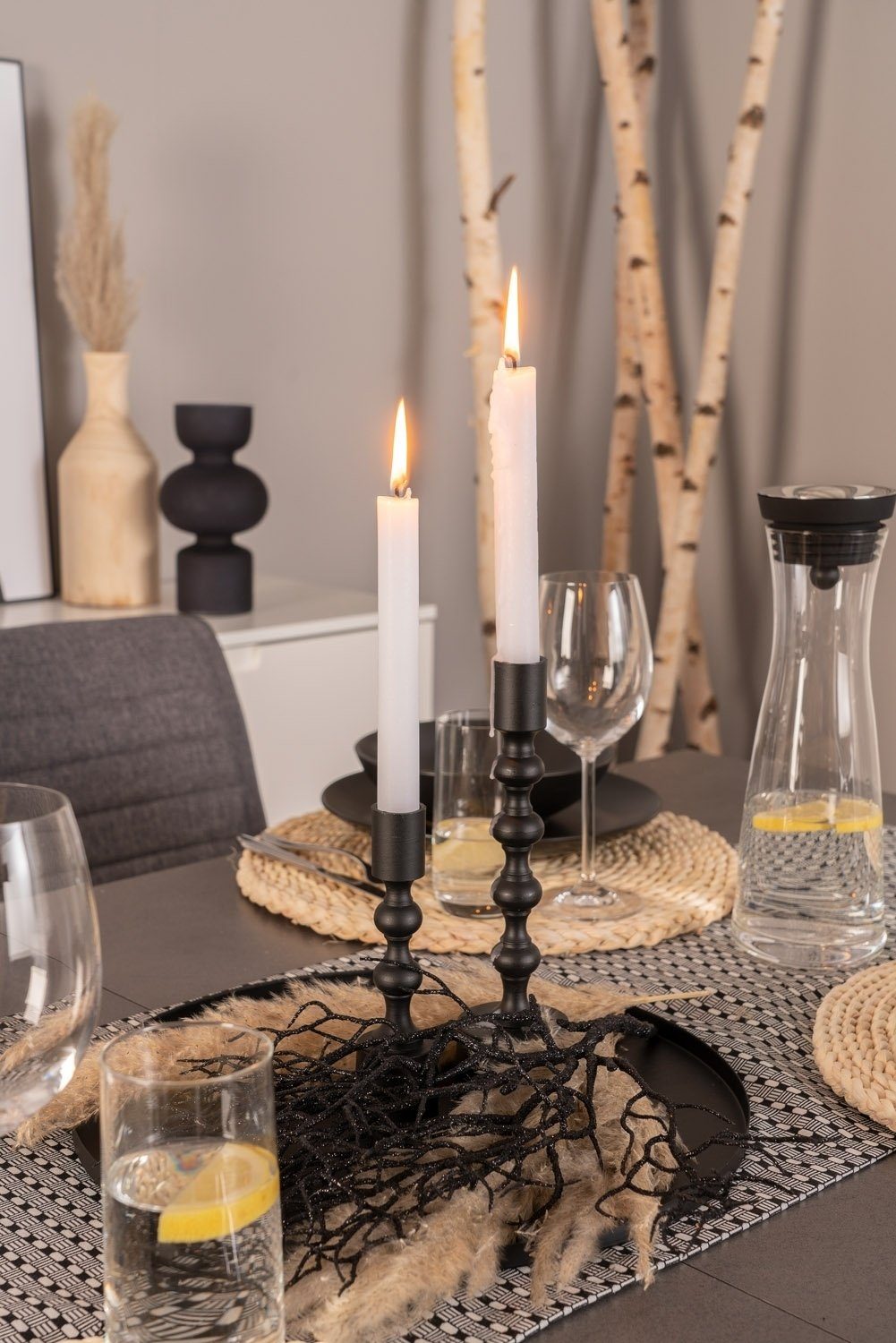 Kerzenständer MARRAS, H 23 cm, Schwarz, Aluminium, für Stabkerzen geeignet günstig online kaufen