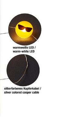 Hellum LED-Lichterkette Cool-Emoticon 10 BS warmweiß/silber, innen Batteriebetrieb