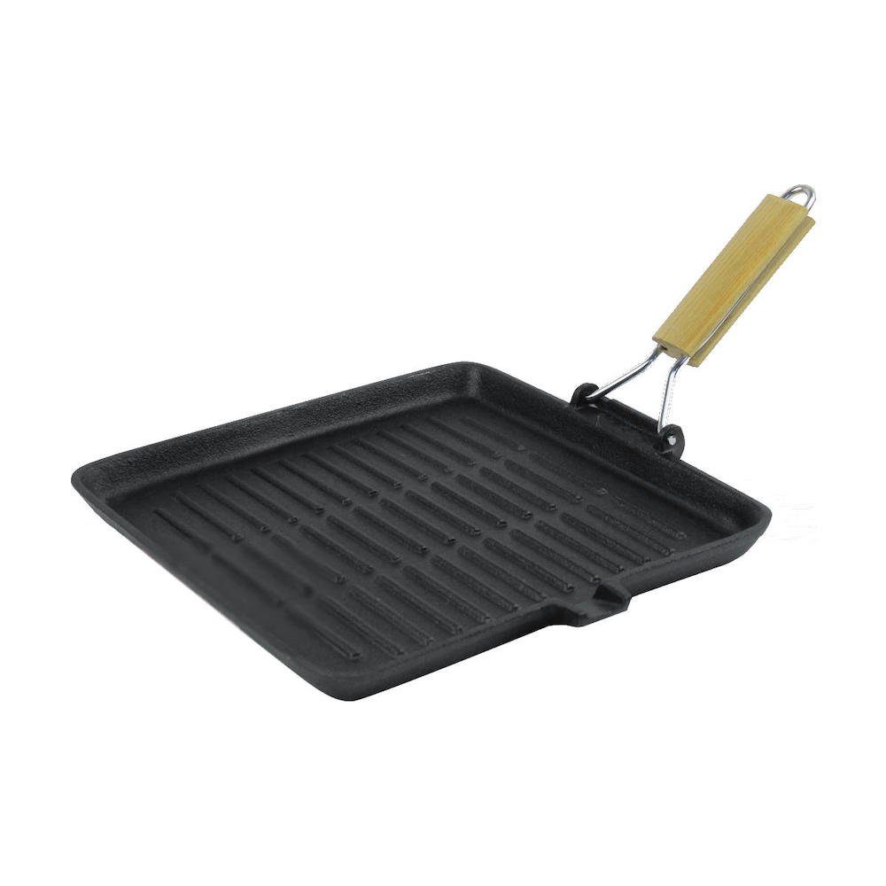 Grillpfanne Grillpfanne mit Holzgriff 28 x 28 x 2 cm