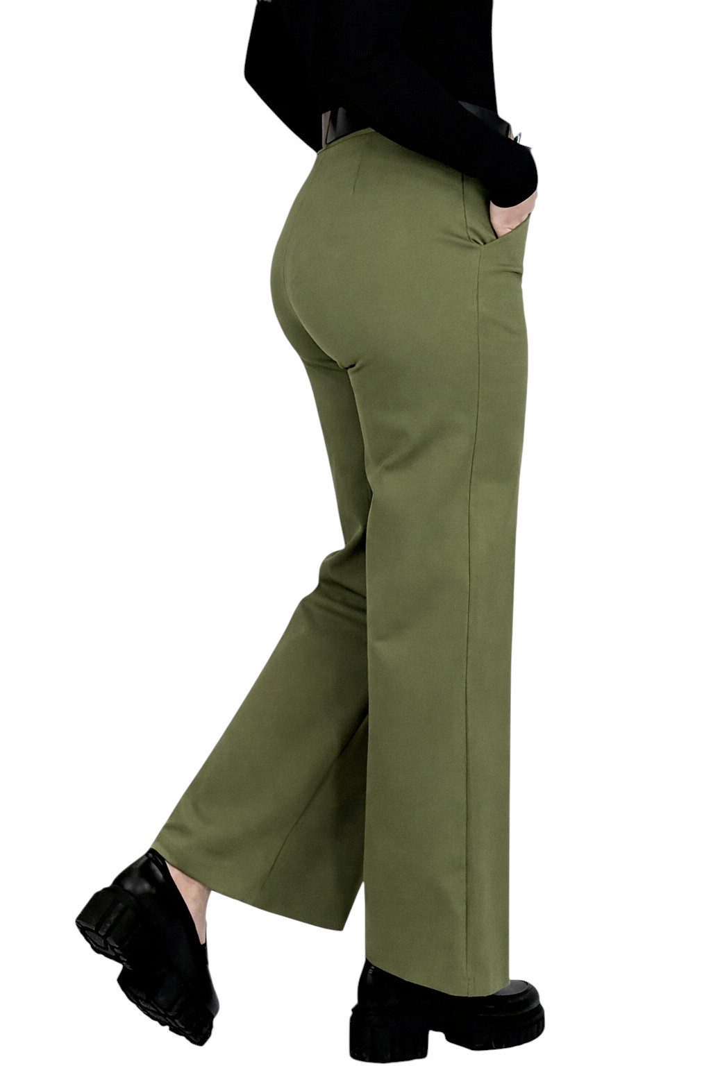 Mississhop Stretch-Hose Elegante Damenhose mit Gürtel und geradem Bein M.431
