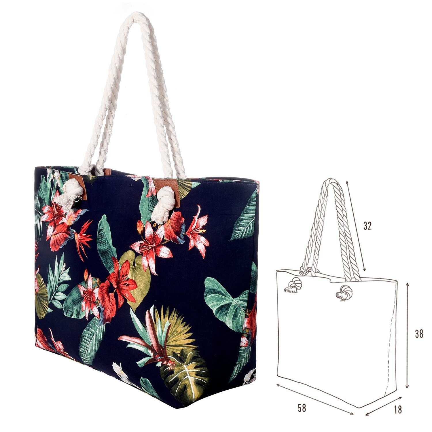 Strandtasche, Strandtasche Tasche kleinem Reißverschluss, mit Lifestyle Shopper Beutel Große wasserabweisende (2-tlg), inkl. Karibik DonDon