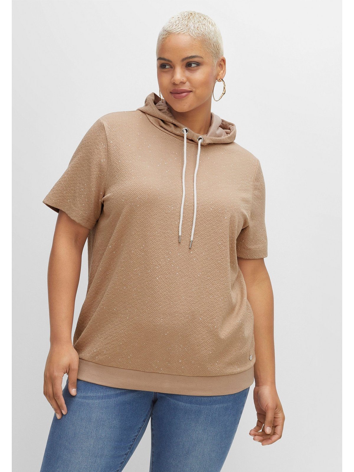 Sheego T-Shirt Große Größen aus leichter Sweatware, mit Kapuze