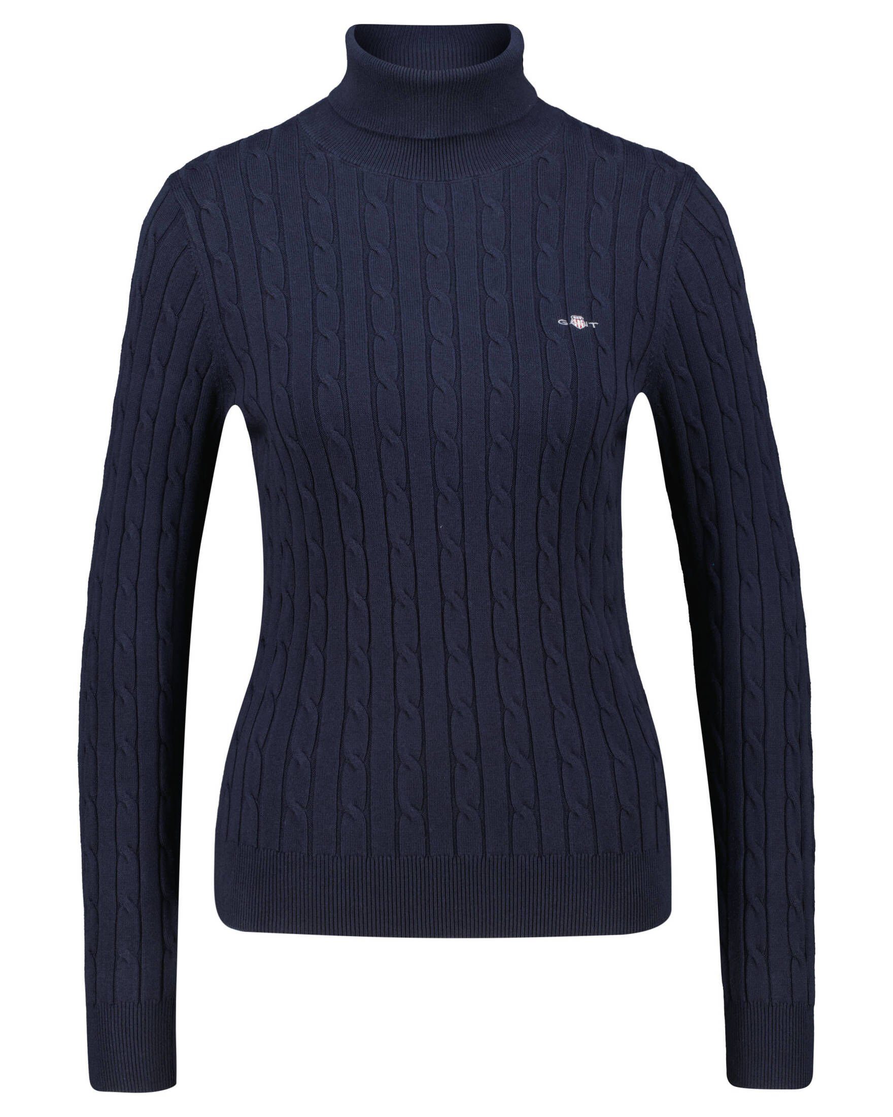 Gant T-Shirt Damen Strickpullover mit Rollkragen (1-tlg) marine (52)