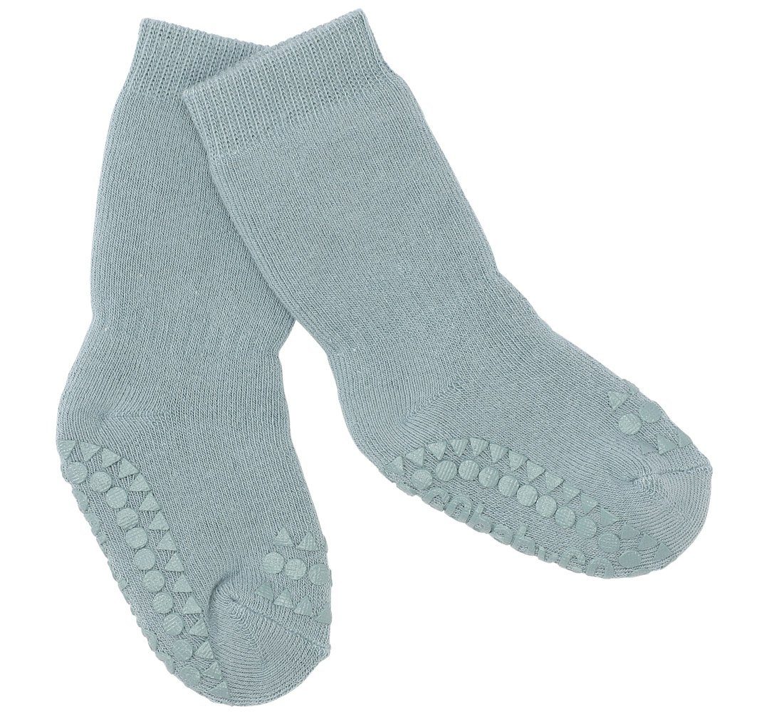 GoBabyGo ABS-Socken Kinder Stoppersocken (Dusty Blue) - Rutschfeste Baby Krabbel Socken - Kleinkinder Strümpfe mit antirutsch Gummi Noppen