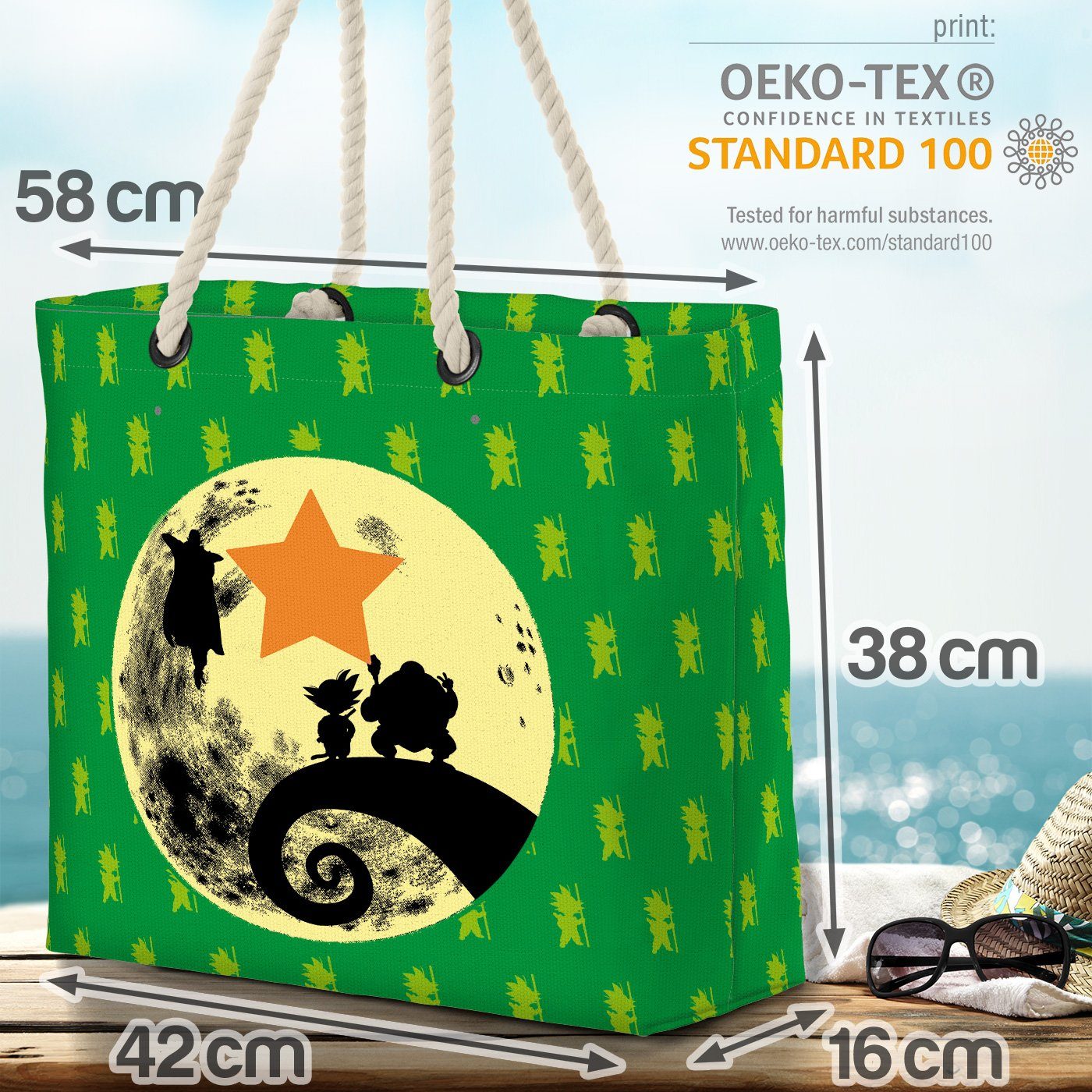 Shopper grün Son Moon Dragon Mond VOID Strandtasche Roshi Ball Vegeta Roshi (1-tlg), Goku