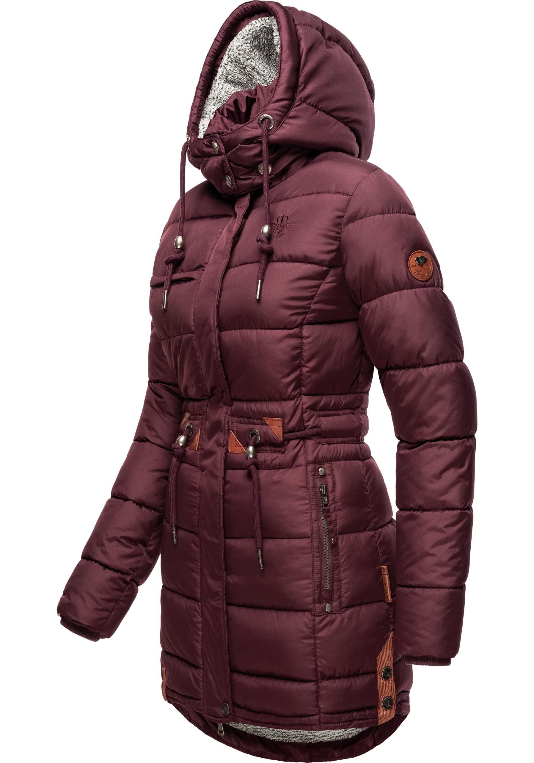 Stylischer weinrot abnehmbarer Daliee Kapuze Navahoo mit Steppmantel Winterparka