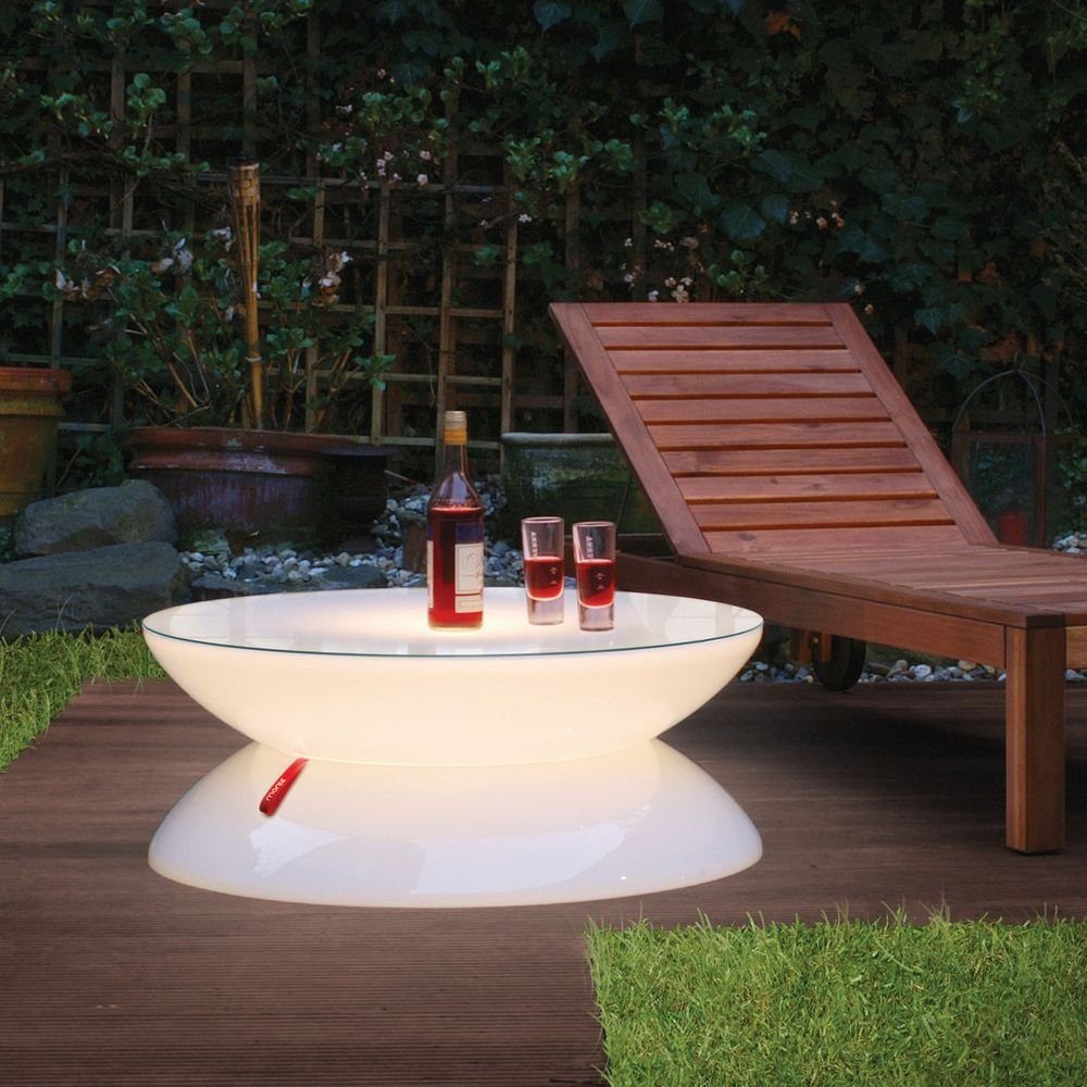 Moree Outdoor Weiß, Lounge Außen Tisch Gartenleuchte Transluzent