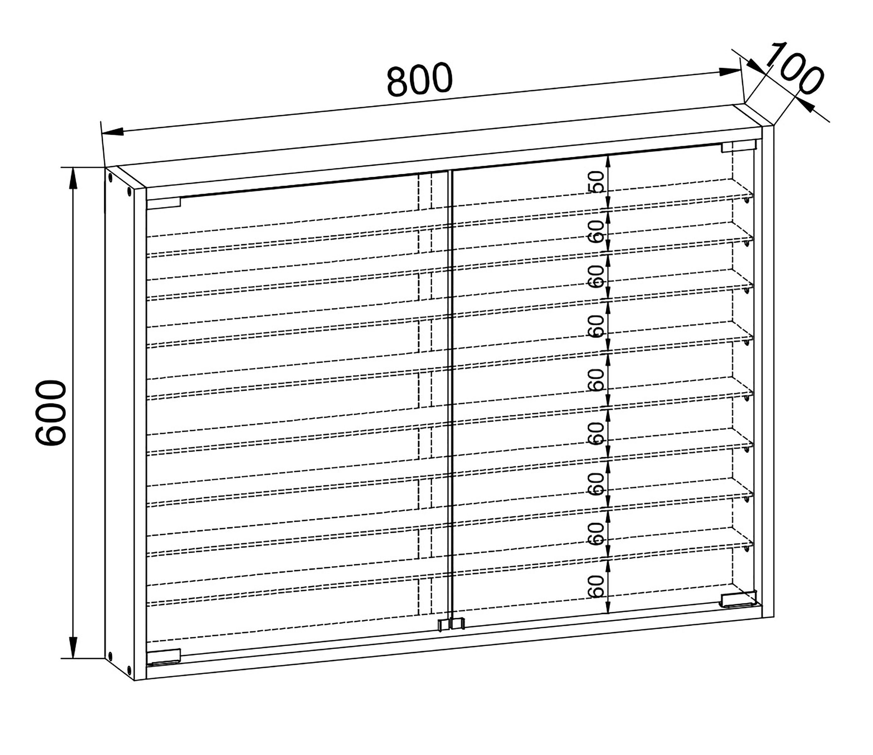 VCM Hängevitrine Mandosa B. 80 x T. 10 x H. 60 cm Präsentation und Aufbewahrung von Sammlerstücken, Wohnzimmer oder Büro – Bild 4 von 4