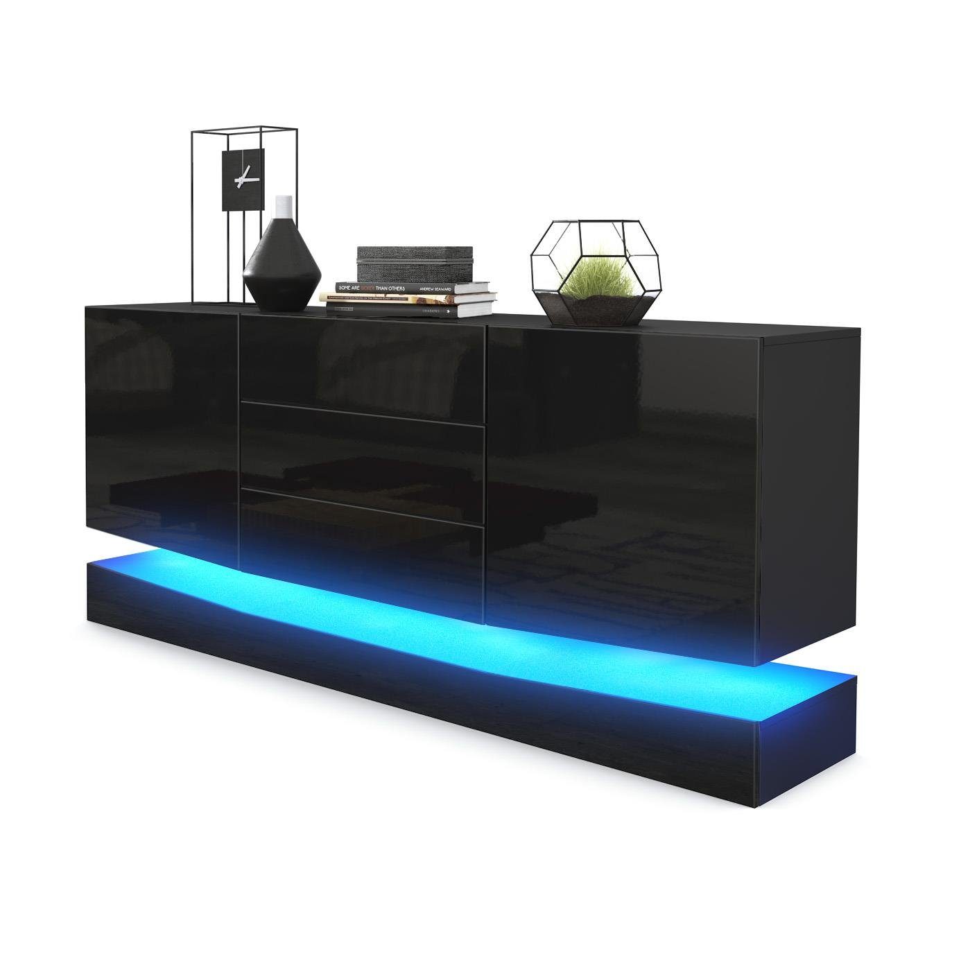 Vladon Sideboard City (Kommode mit 2 Türen, und 3 Schubladen inkl. LED-Bele günstig online kaufen