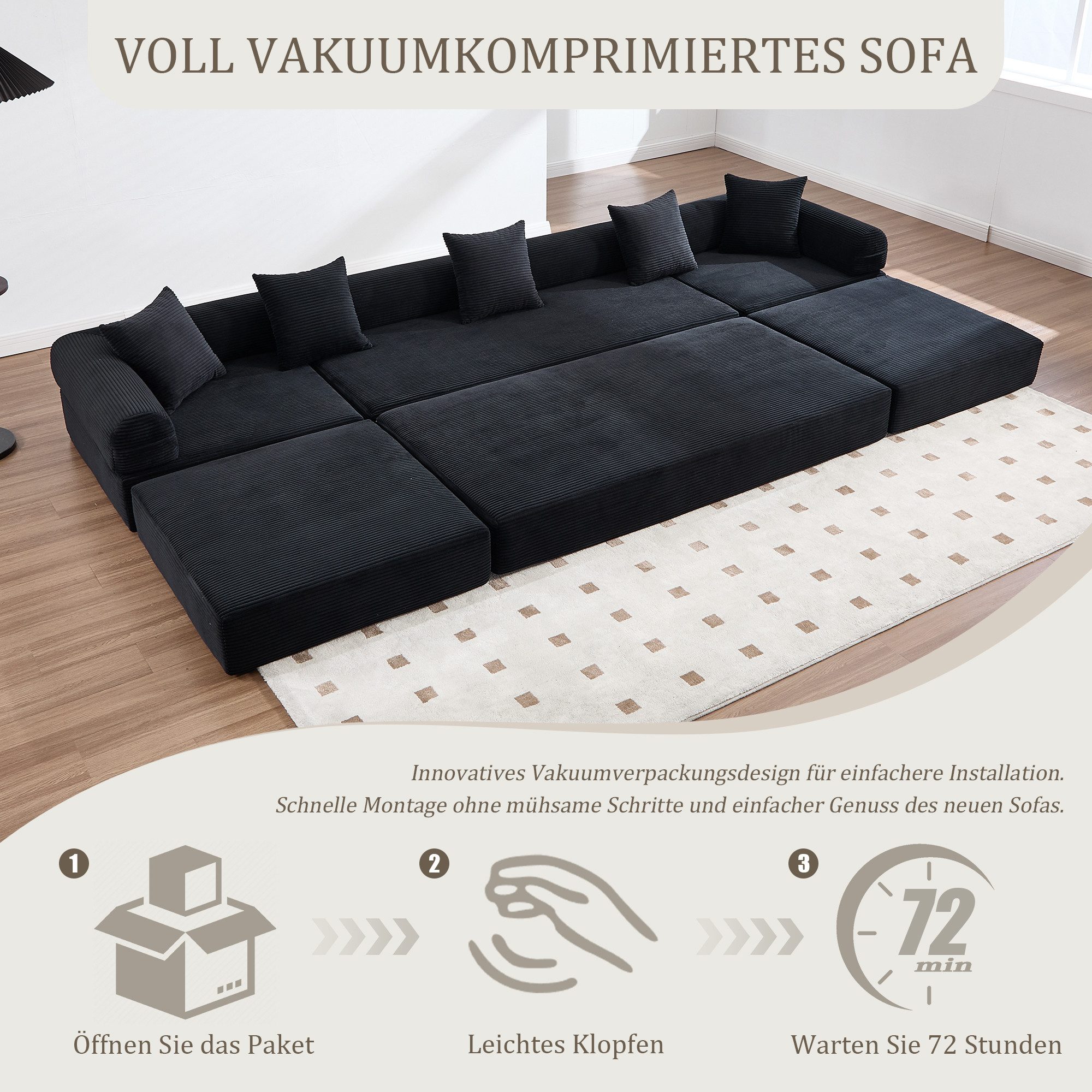 MODFU Sofa mit Stauraum und modularer Funktion, Loungesofa, individuell kombinierbare Module