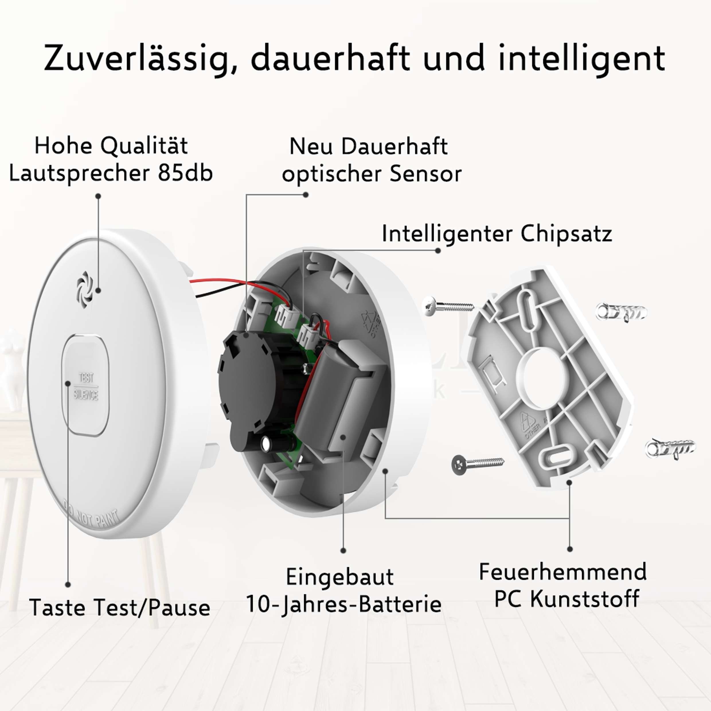 Thumbnail - Elro FS201011 Rauchmelder (mit 10-Jahres-Batterie, Remove Hitzewarnmelder)