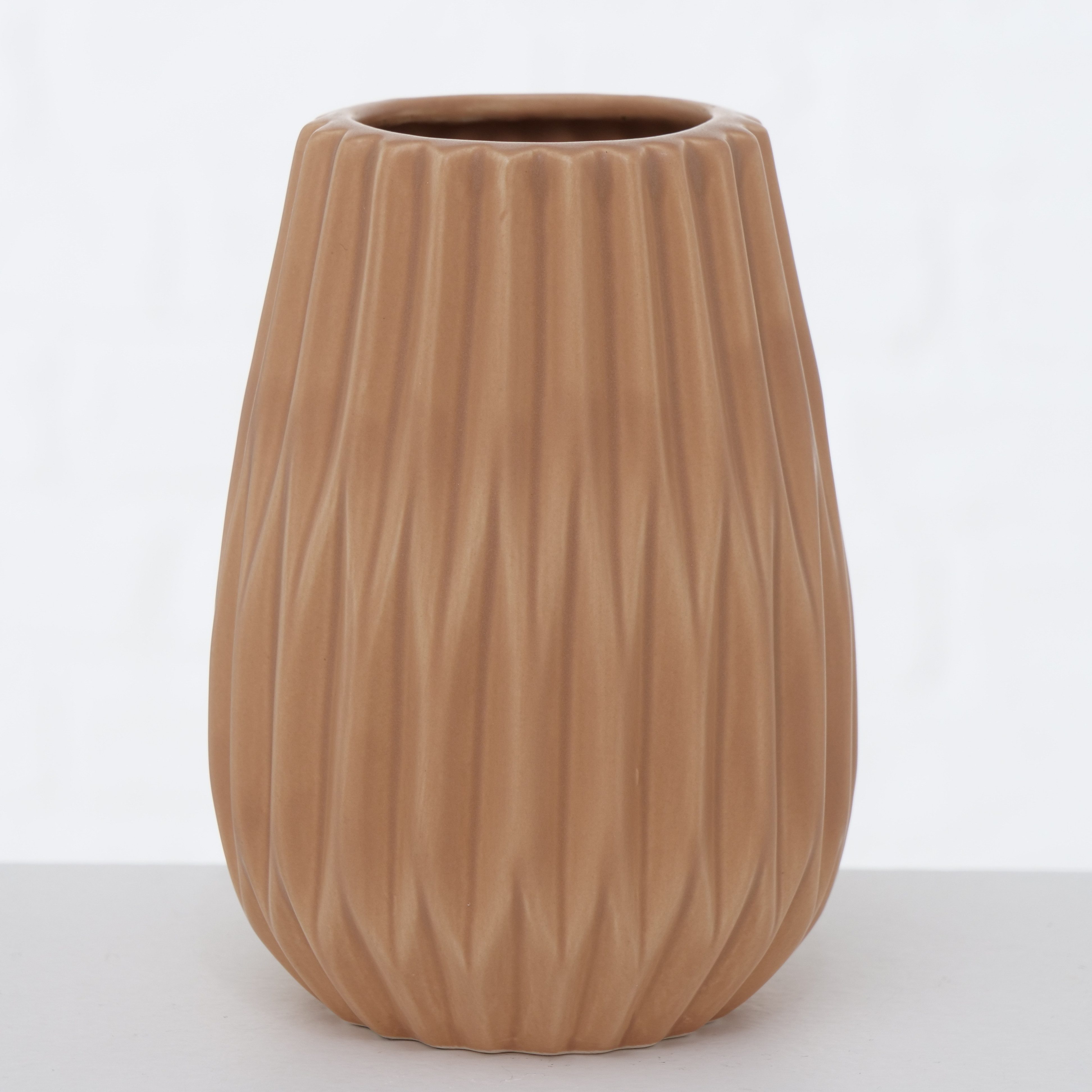 BOLTZE Tischvase Blumenvase aus Keramik im 3er Set Mattes Design - Weiß Braun