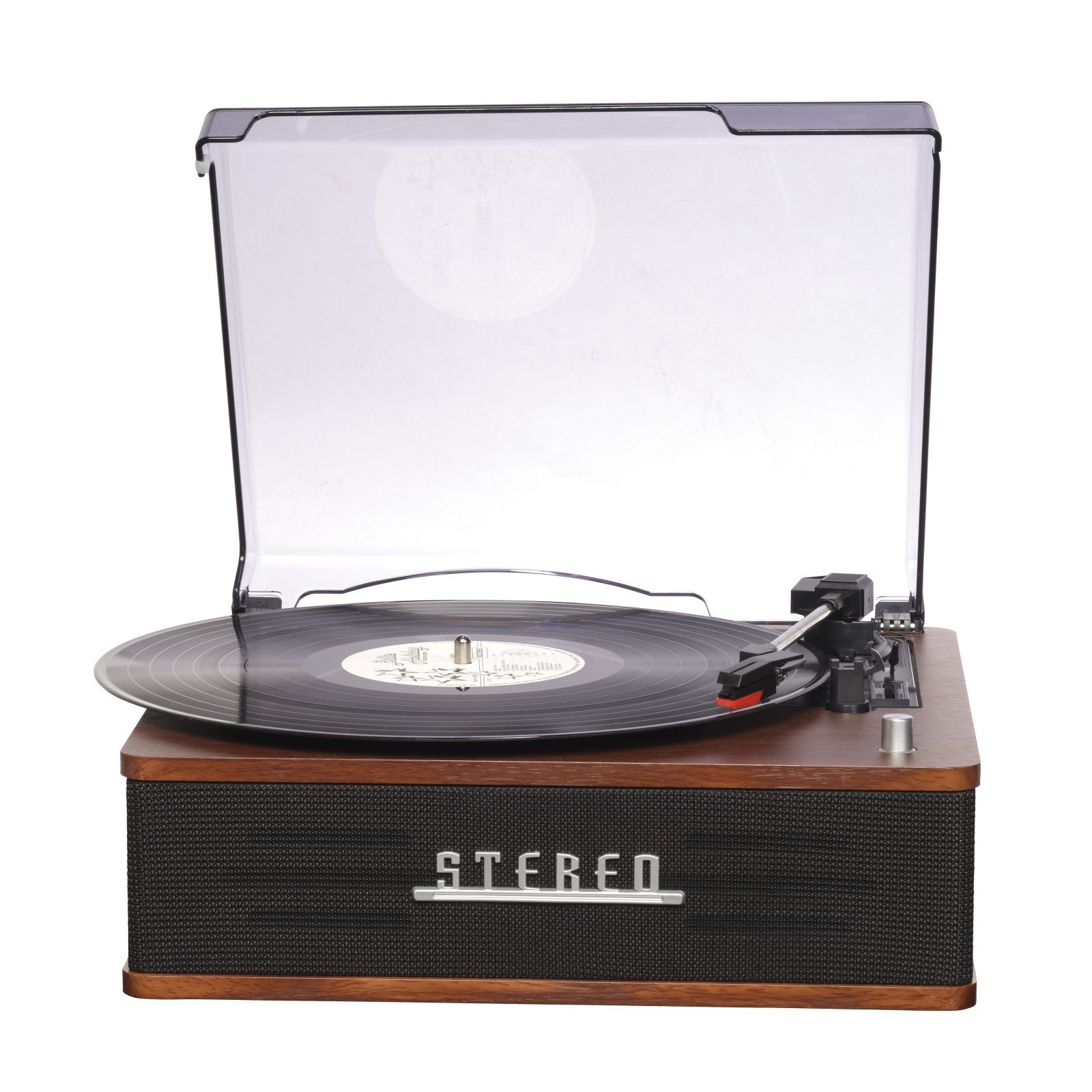 Denver VPB-262 Retro Plattenspieler mit Bluetooth & Stereo-Lautsprechern Multifunktionsspieler (Riemen - mit einstellbarem Auto-Stopp, Holz-Gehäuse, RCA-Ausgang, Auto-Stopp)