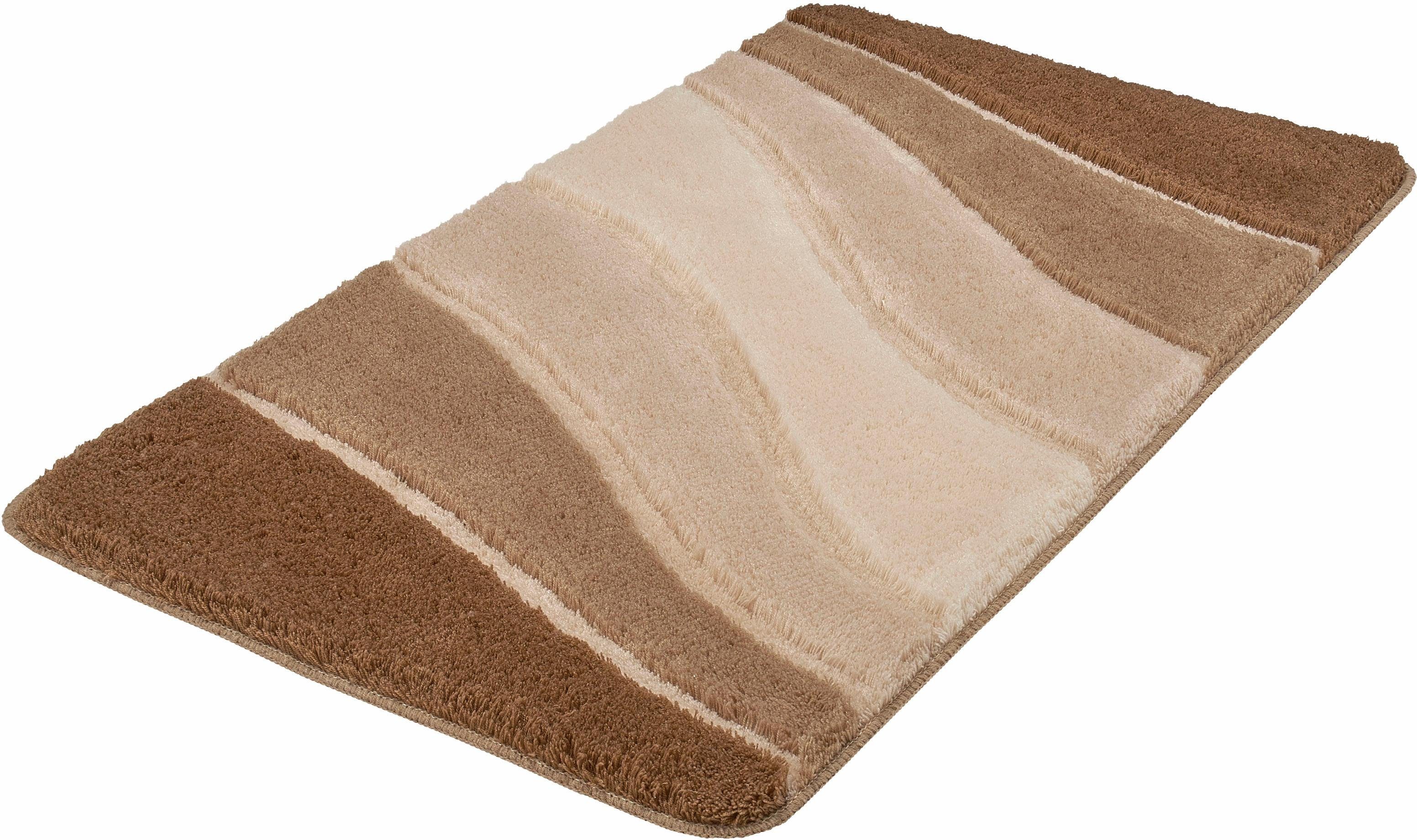 Badematte Ocean MEUSCH, Höhe 23 mm, mit Design, rechteckig, fußbodenheizungsgeeignet, taupe waschbar Badteppich, Effekt, beschichtet, Farbverlauf, Hoch-Tief Kunstfaser, rutschhemmend Wellen