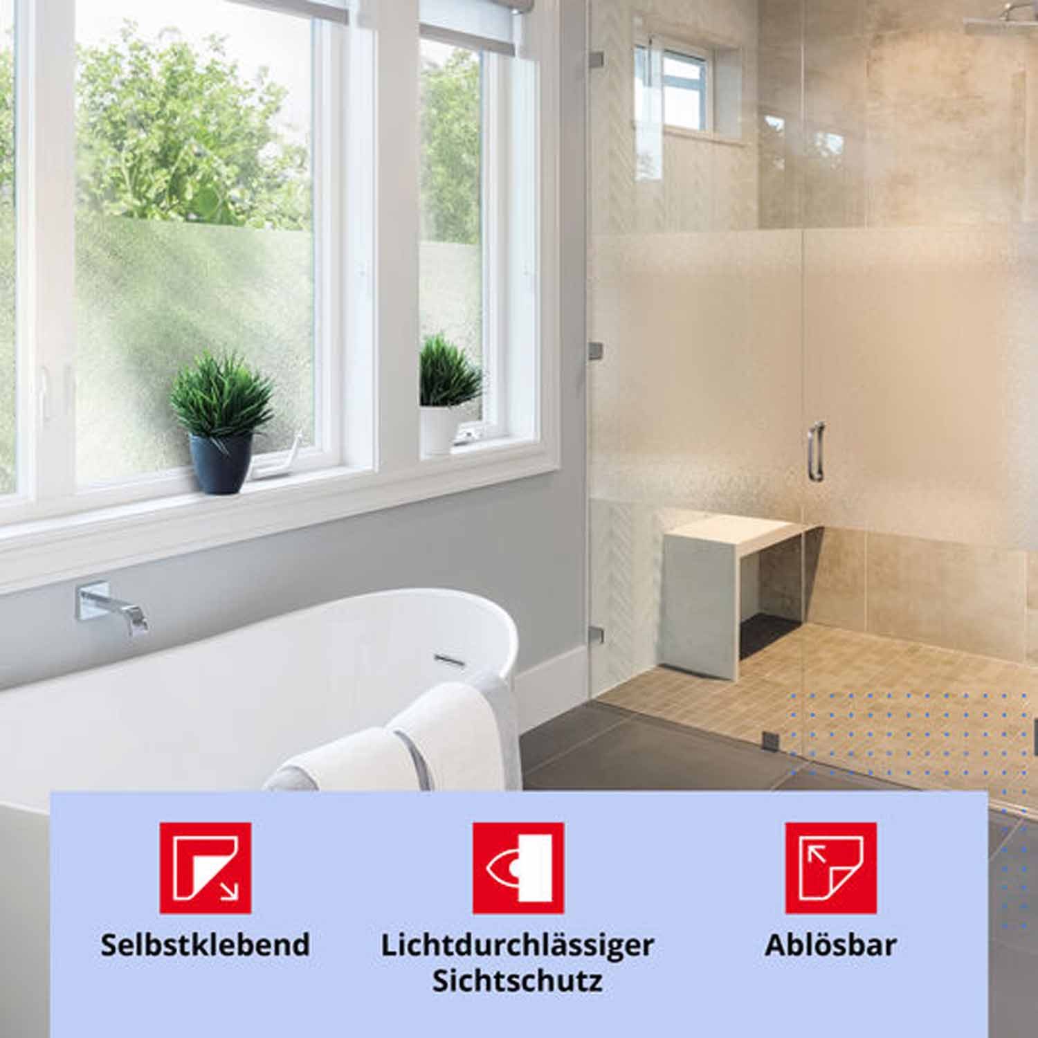 d-c-fix Fensterfolie Milky Sichtschutzfolie selbsthaftend Deko Folie für Fenster innen, Spürbar geprägt, Statisch haftend - Rückstandslos entfernbar & wiederverwendbar