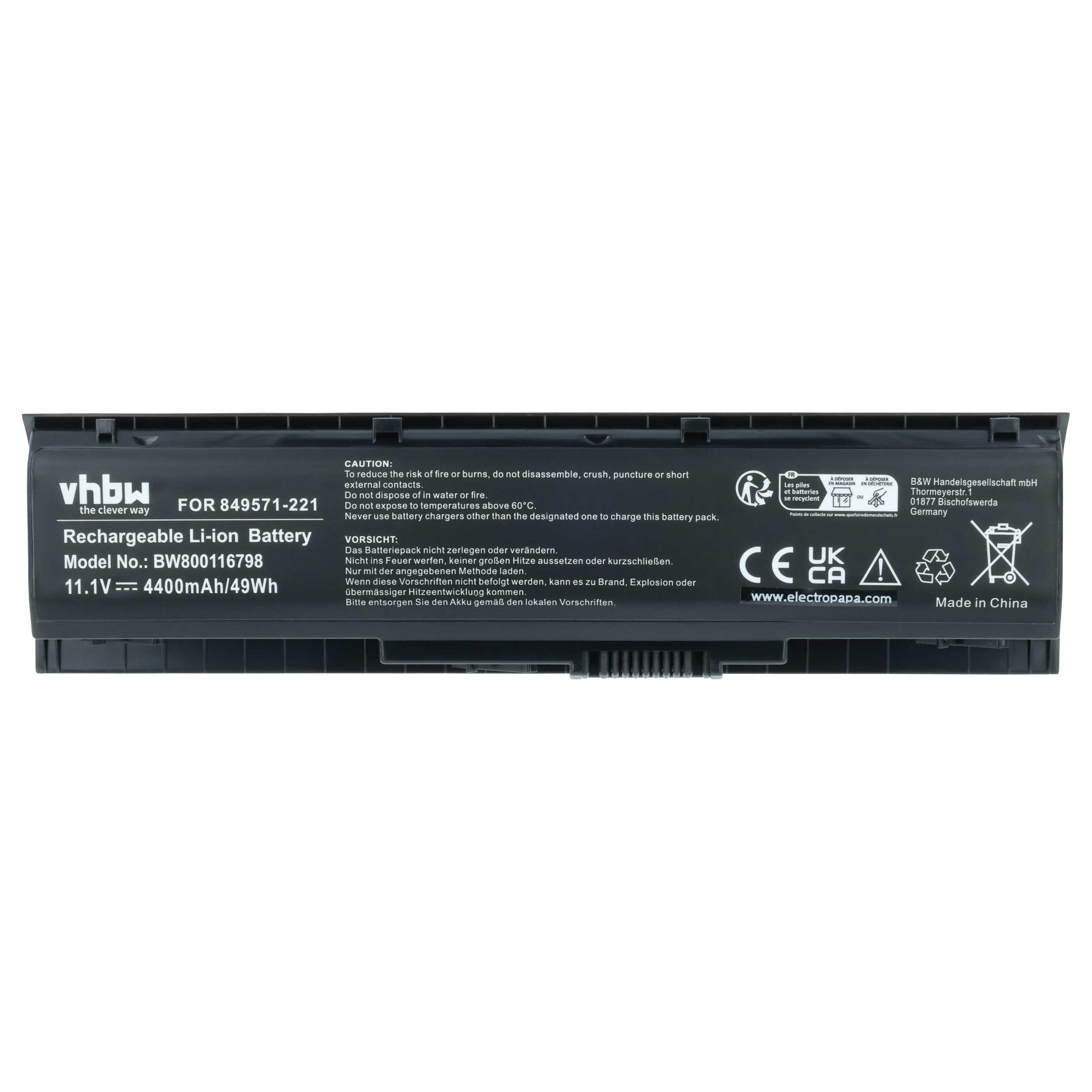 vhbw Akku passend für HP 17-ab000ng, 17-ab000, 17, 17-ab004ng, 17-ab003ng, Laptop-Akku Akku Li-Ion 4400 mAh (11,1 V, 1 St), Leistungsfähiger Austausch-Akku für Notebook, Wiederaufladbar, Jede