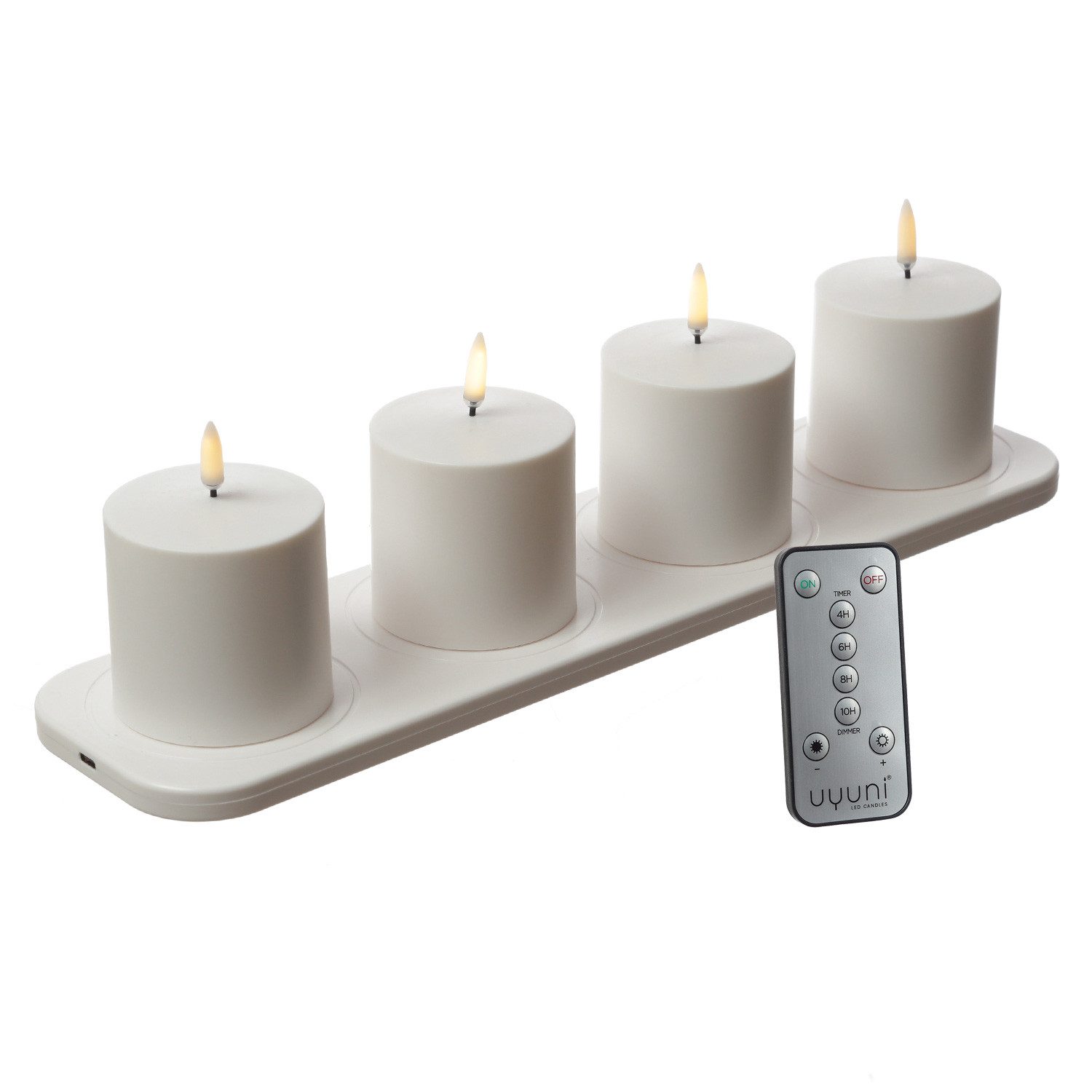 UYUNI Lighting LED-Kerze Stumpenkerzen aufladbar 4Stück mit Ladestation/Fer günstig online kaufen