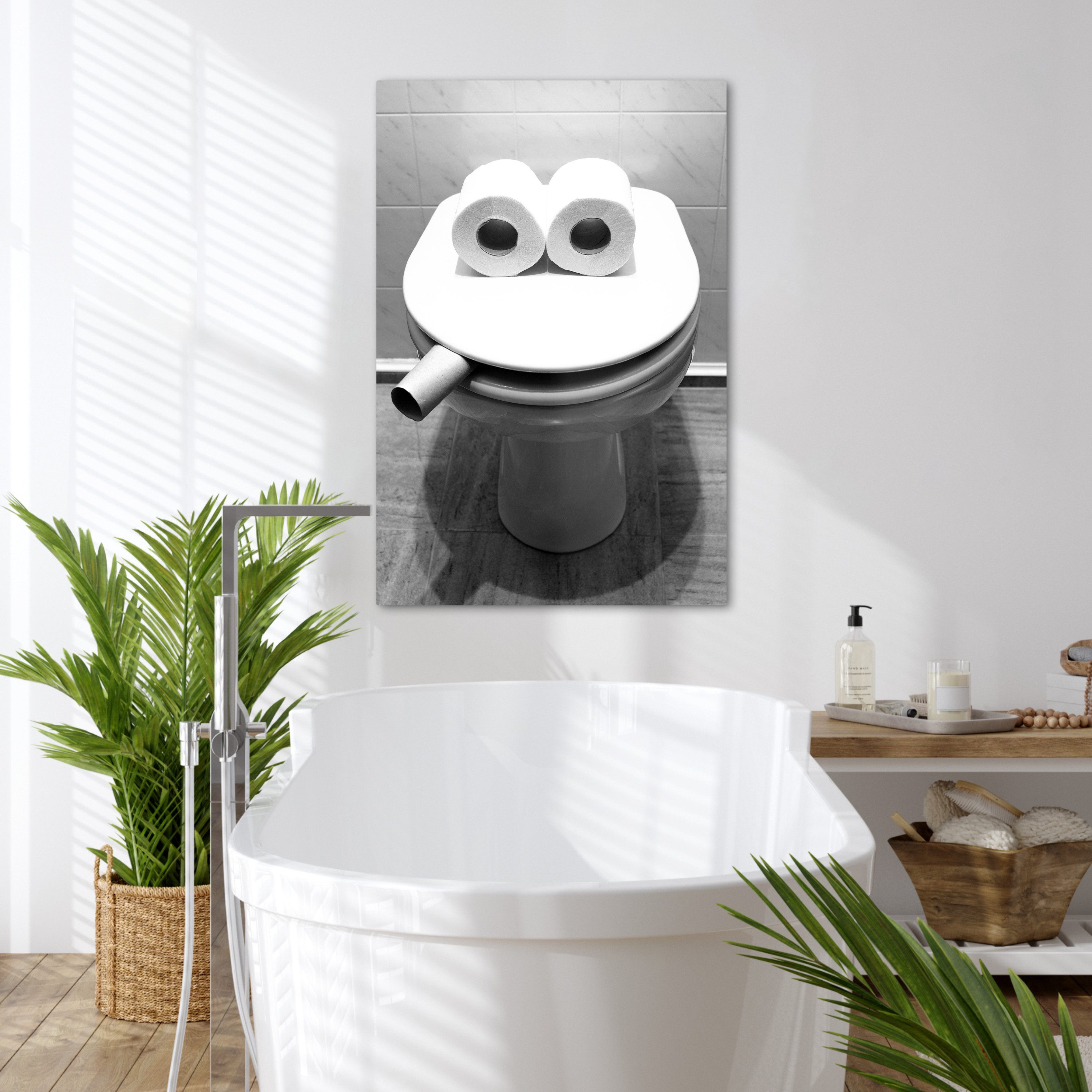 OneMillionCanvasses® Leinwandbild Toilette - Toilettensitz - Lustig - Toilette, Fotodruck (1 St), Badezimmer Deko, Bilder WC, Toilette Wanddeko 60x90 cm