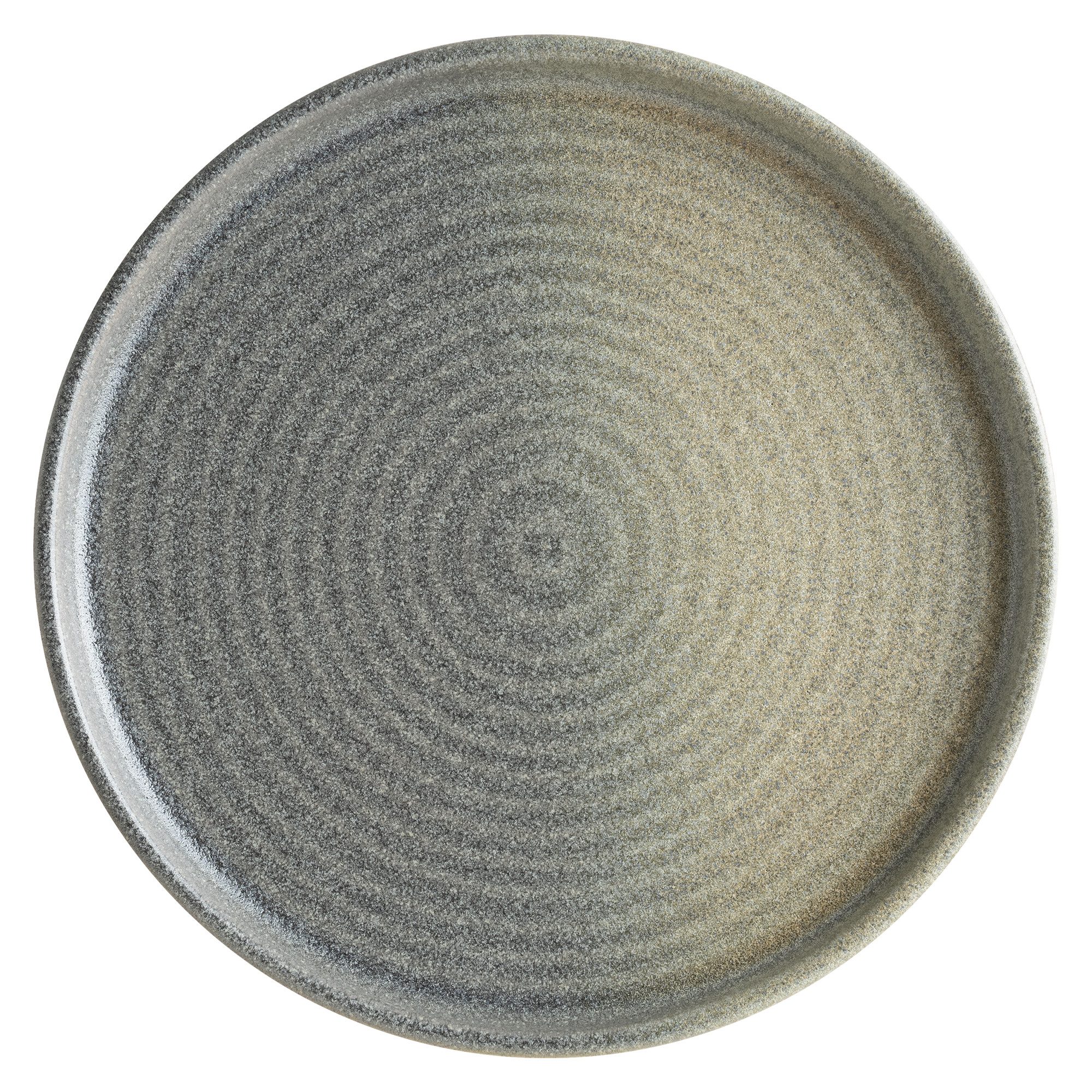 Bonna Teller-Set 6x Hornfels Ripple Flach 16 cm, Robustes Porzellan Grau, Porzellan, Teller für den Alltag und für jeden Anlass