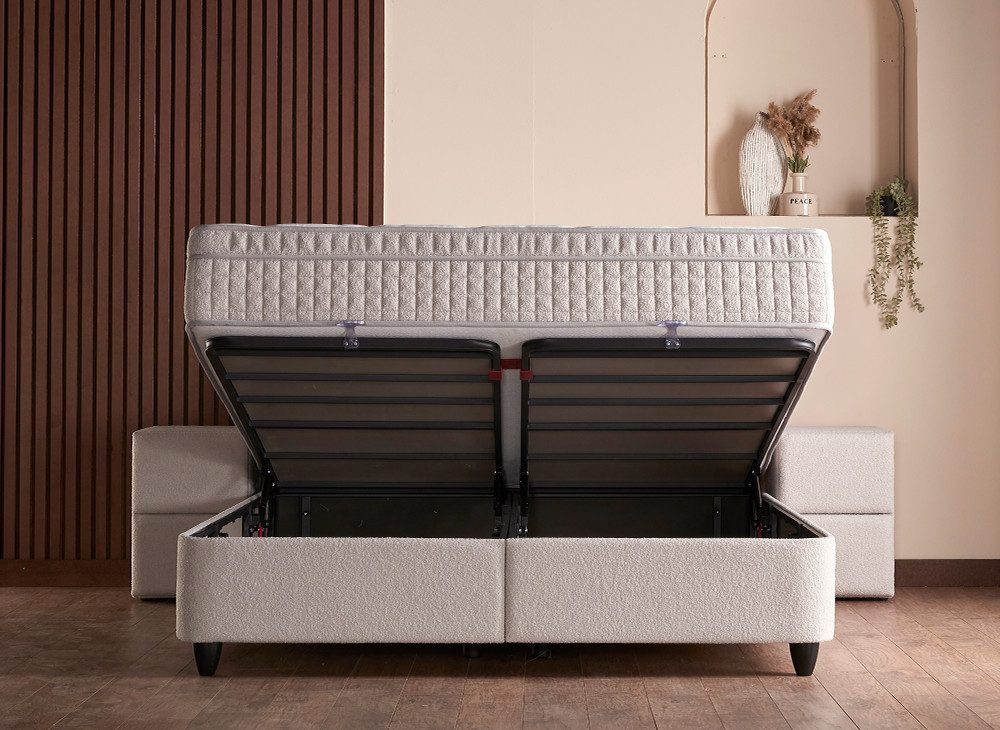 abc bedding Boxspringbett Alice Stauraumbett - Boxbett mit Bettkasten - Komfortbett, Funktionsbett mit Bettkasten